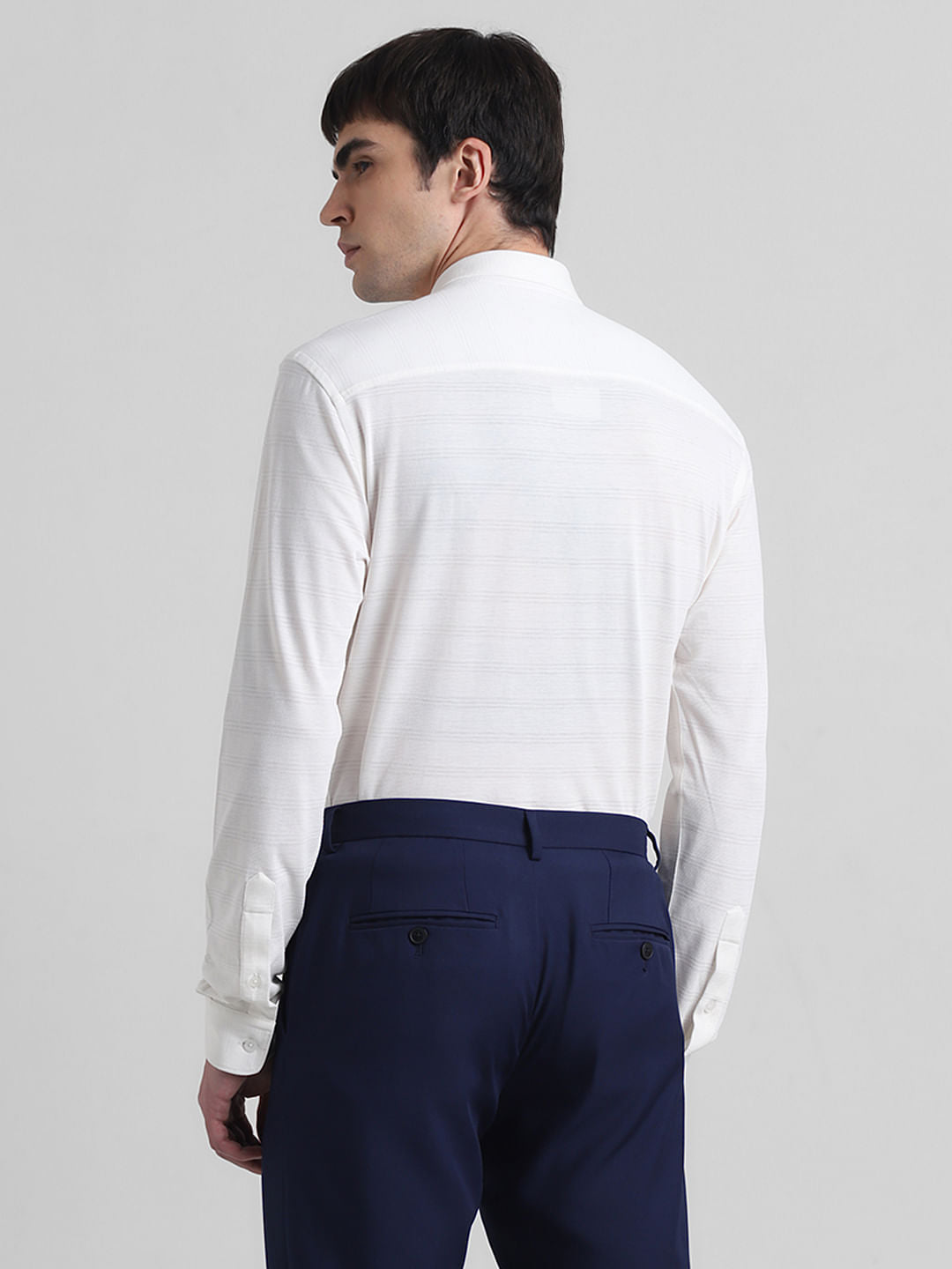 White Knitted Full Sleeves Shirt