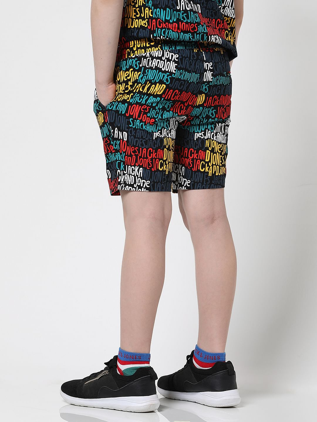 Boys Blue Logo Print Co-ord Set Shorts