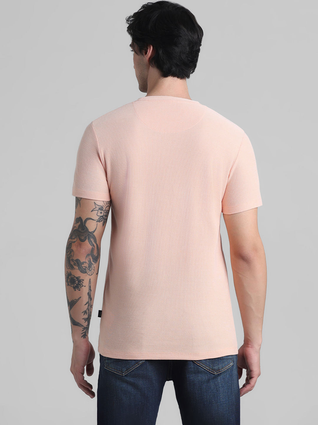 Apricot Jacquard Crew Neck T-shirt
