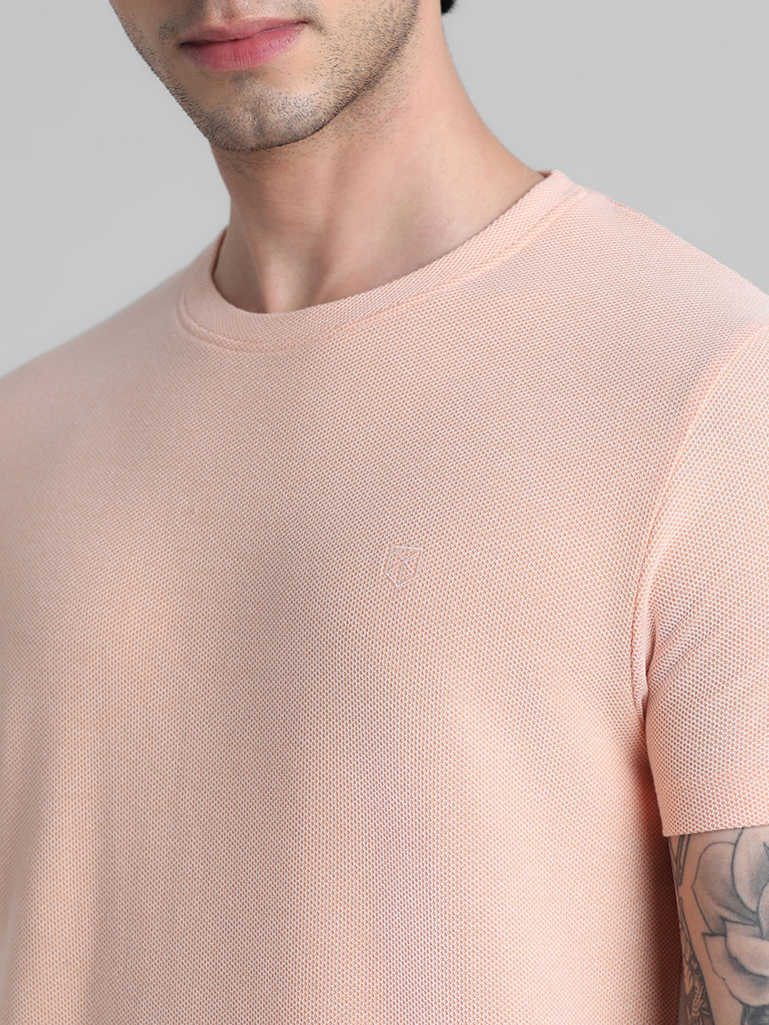 Apricot Jacquard Crew Neck T-shirt