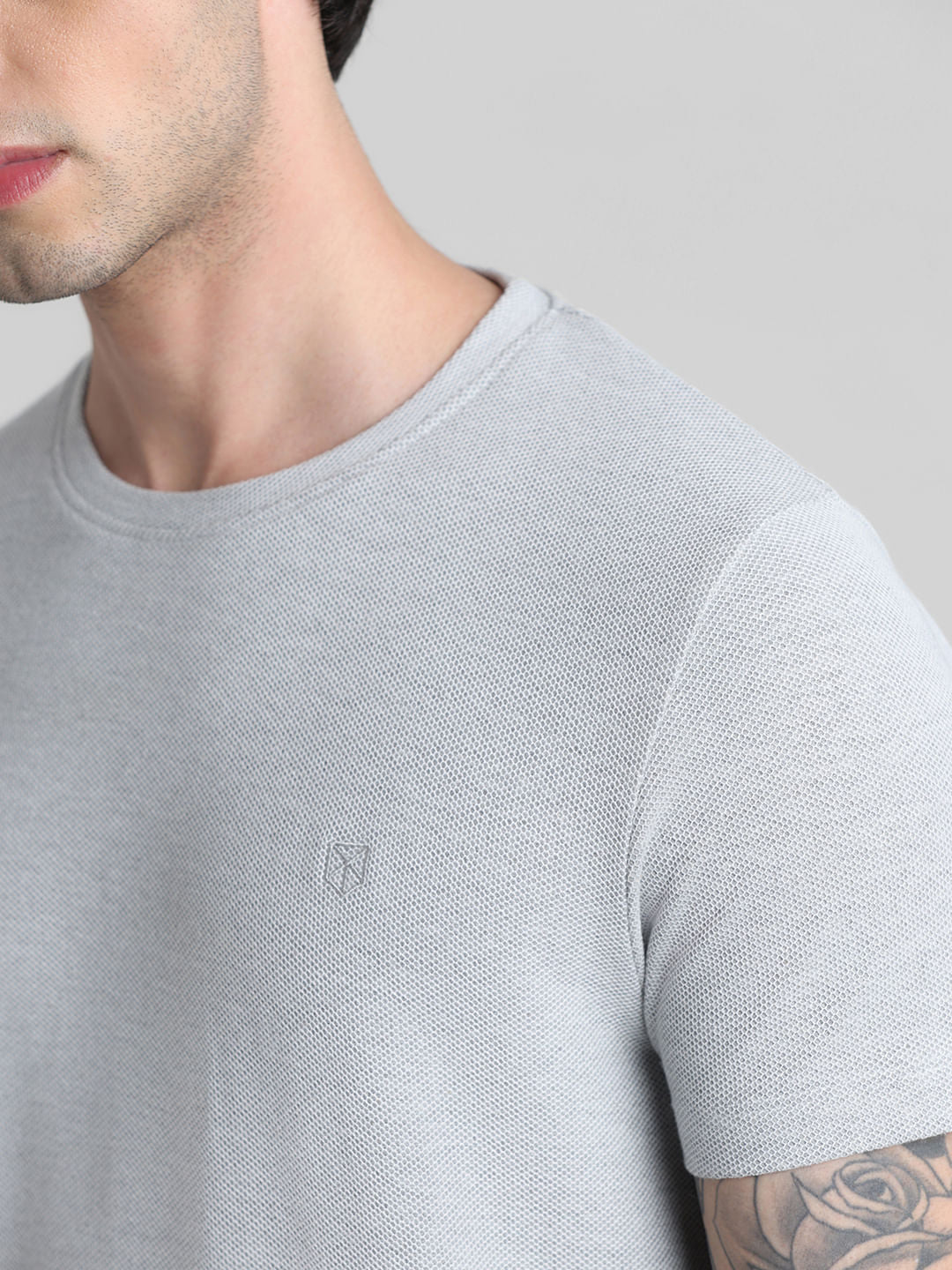 Light Grey Melange Crew Neck T-shirt