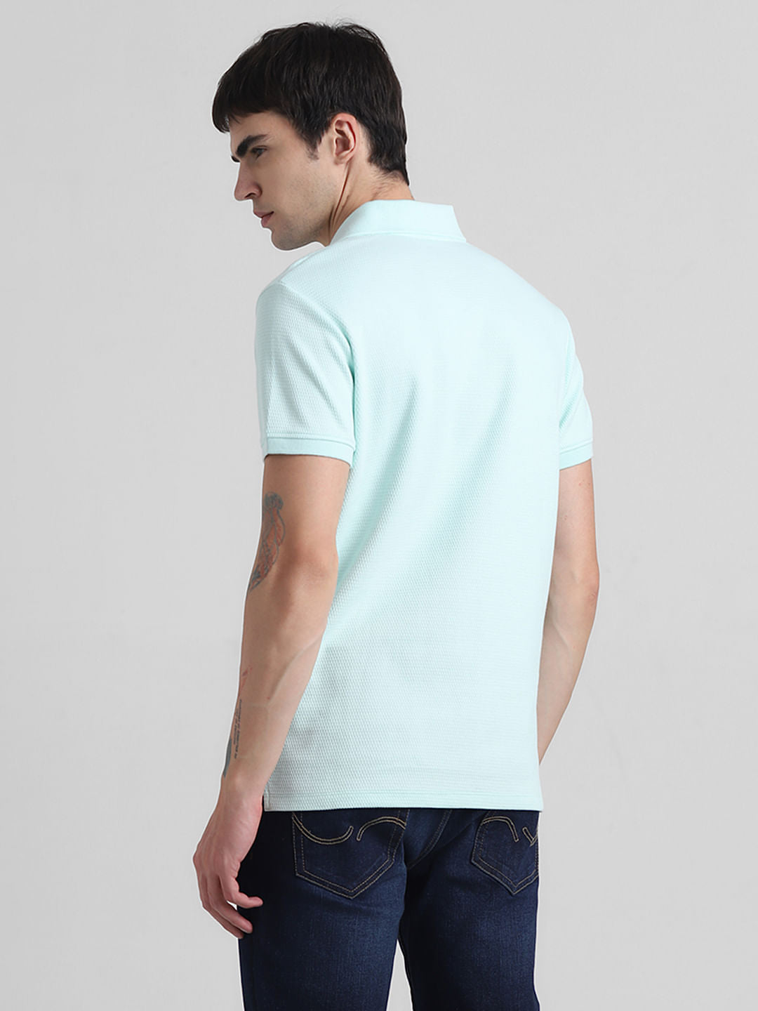 Light Green Textured Polo T-shirt