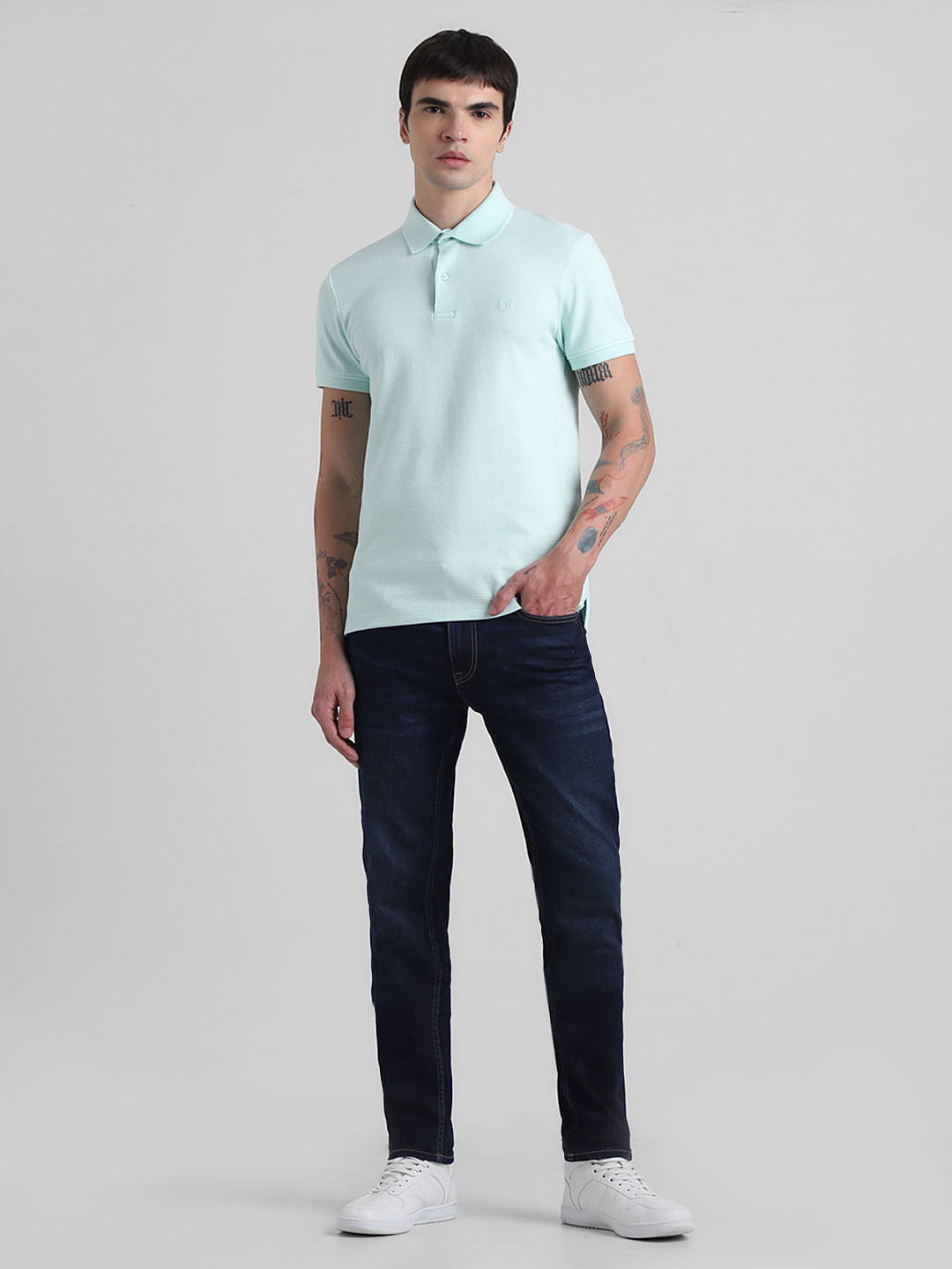 Light Green Textured Polo T-shirt