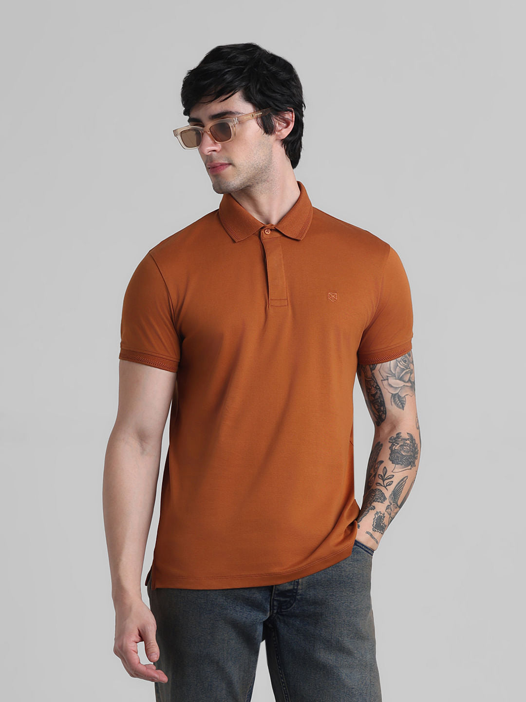 Rust Brown Cotton Polo - S