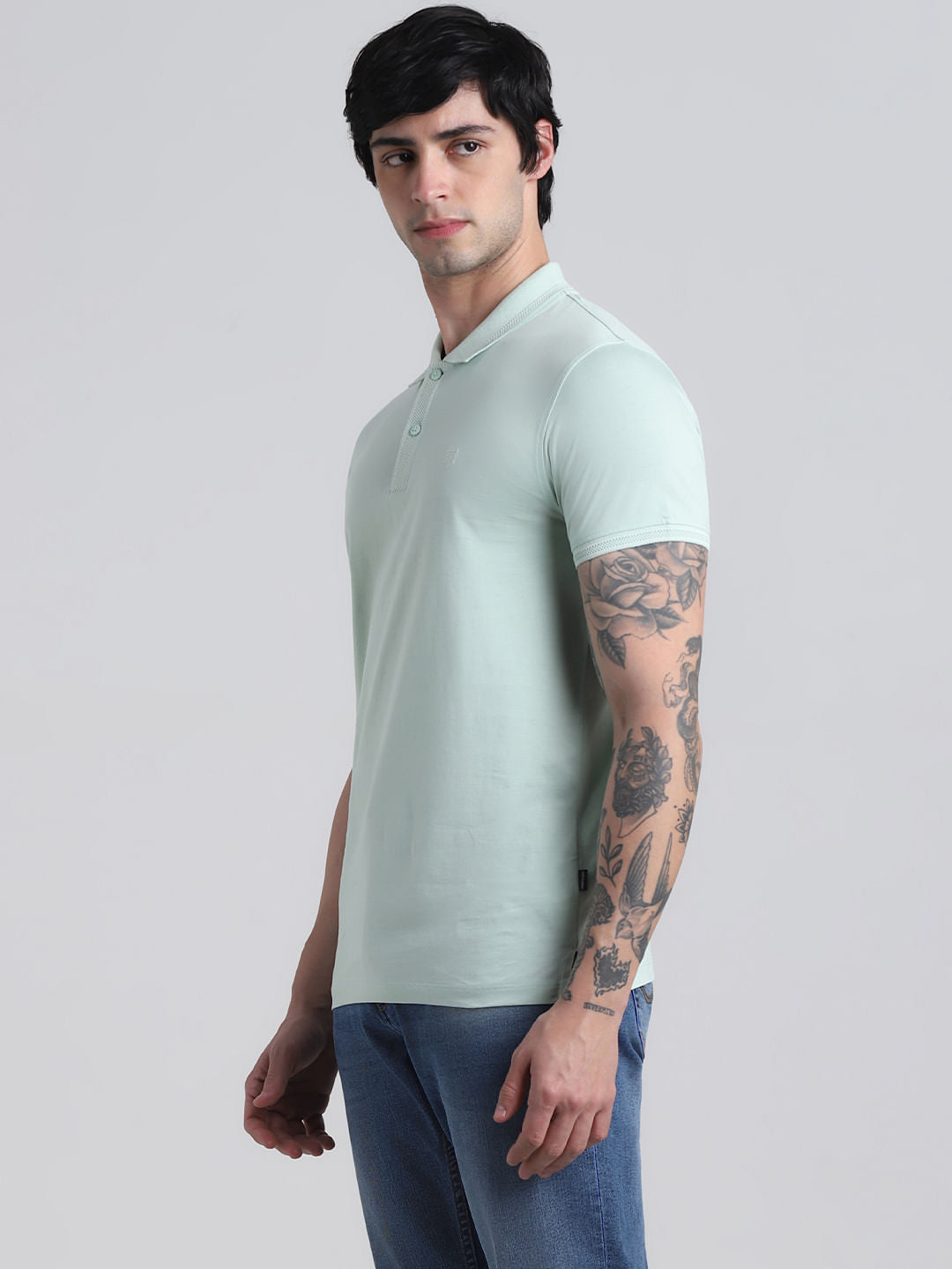 Green Contrast Tipping Polo T-shirt