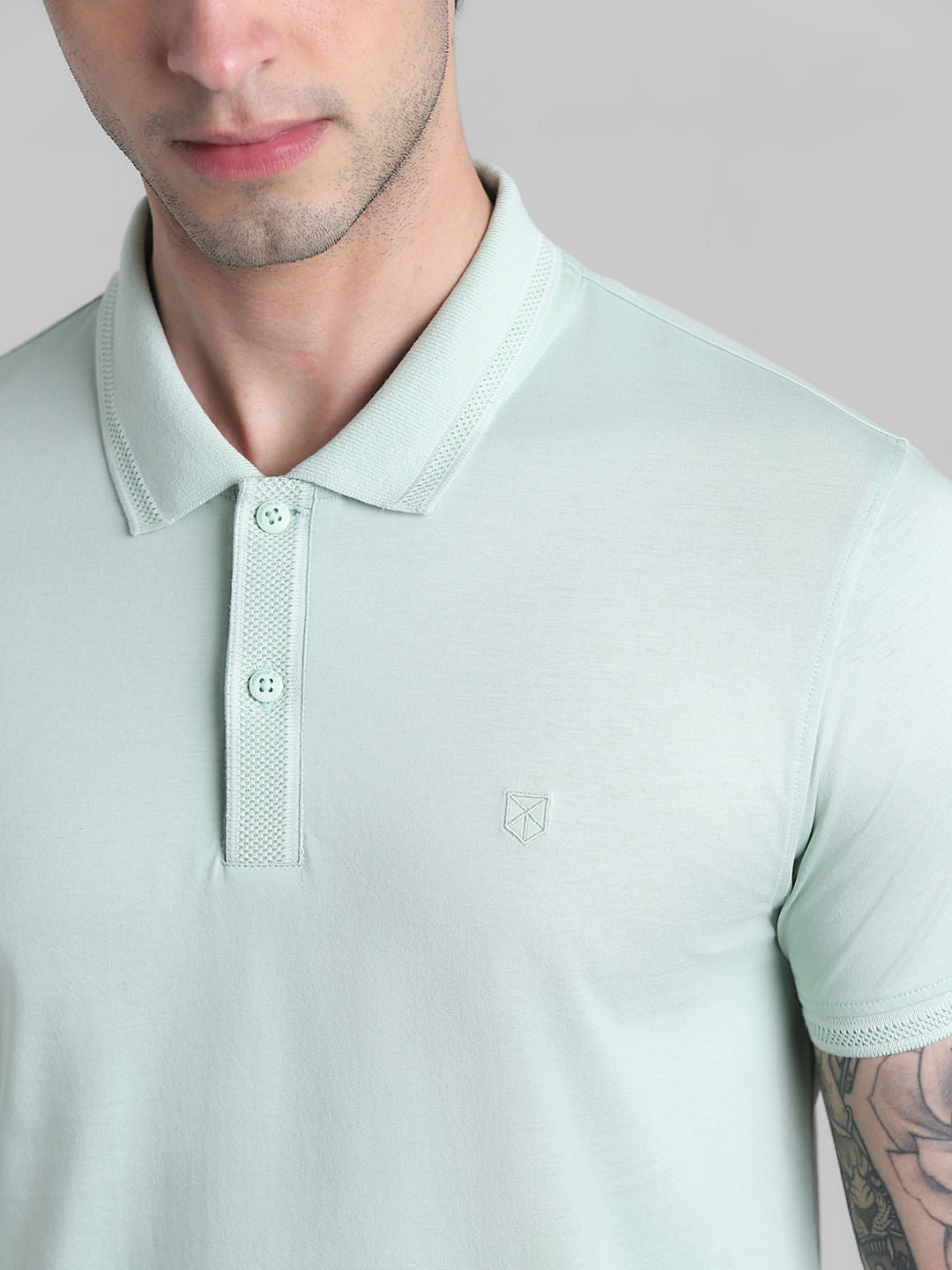 Green Contrast Tipping Polo T-shirt