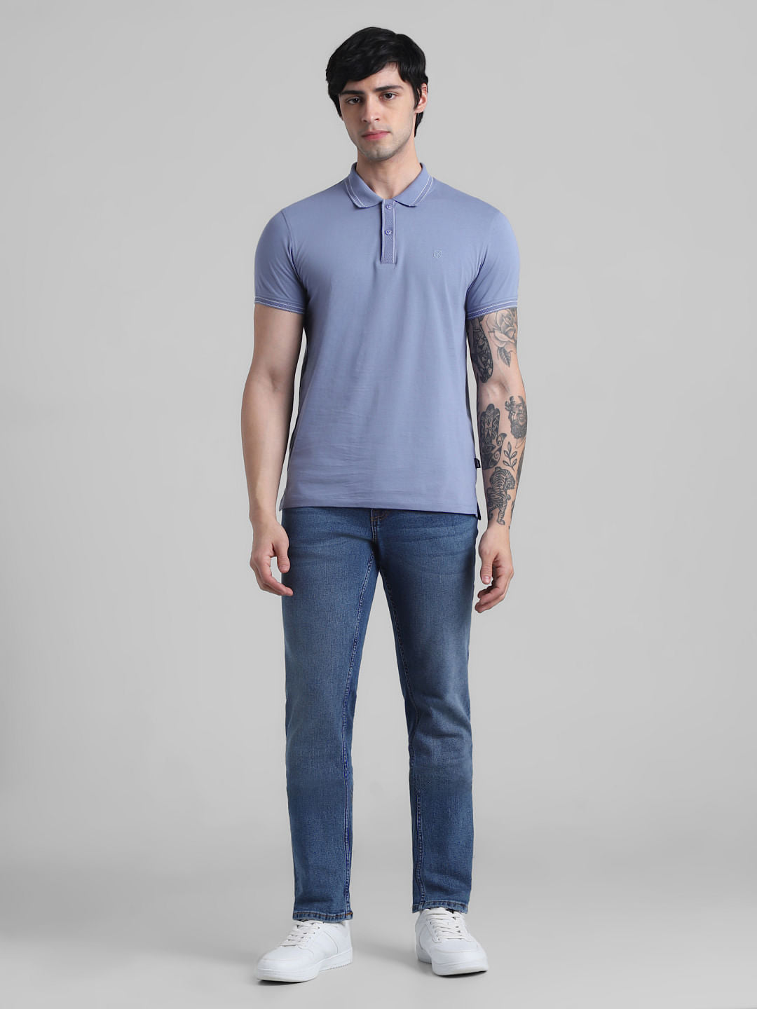 Blue Contrast Tipping Polo T-shirt