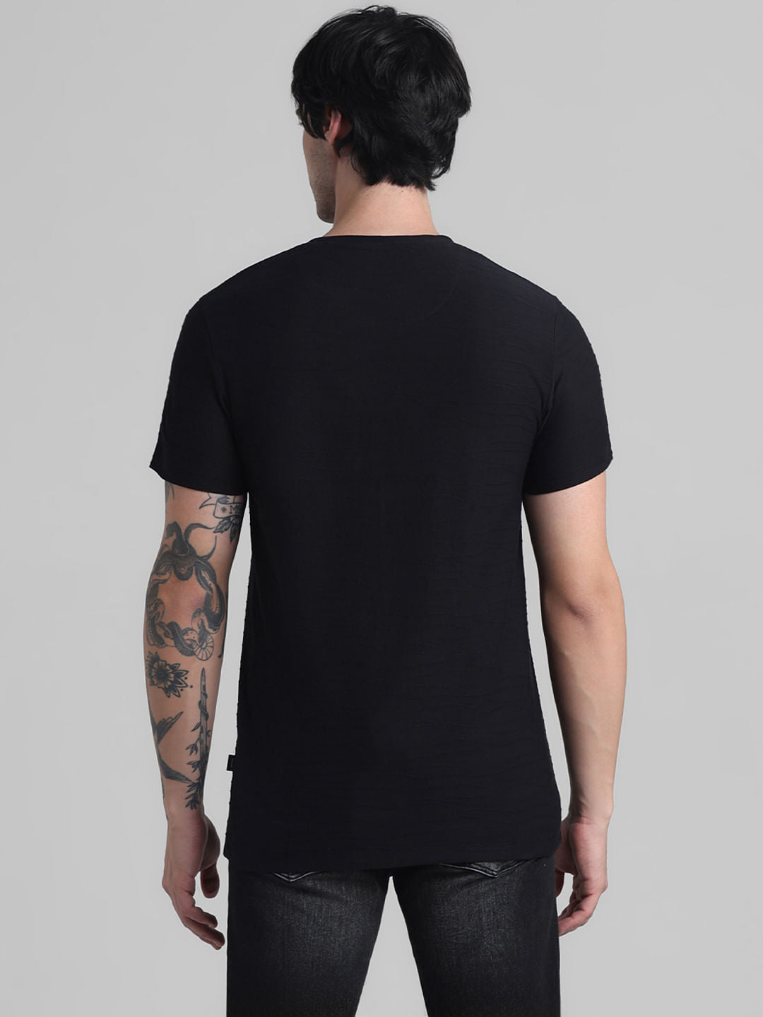 Black Jacquard Cotton T-shirt