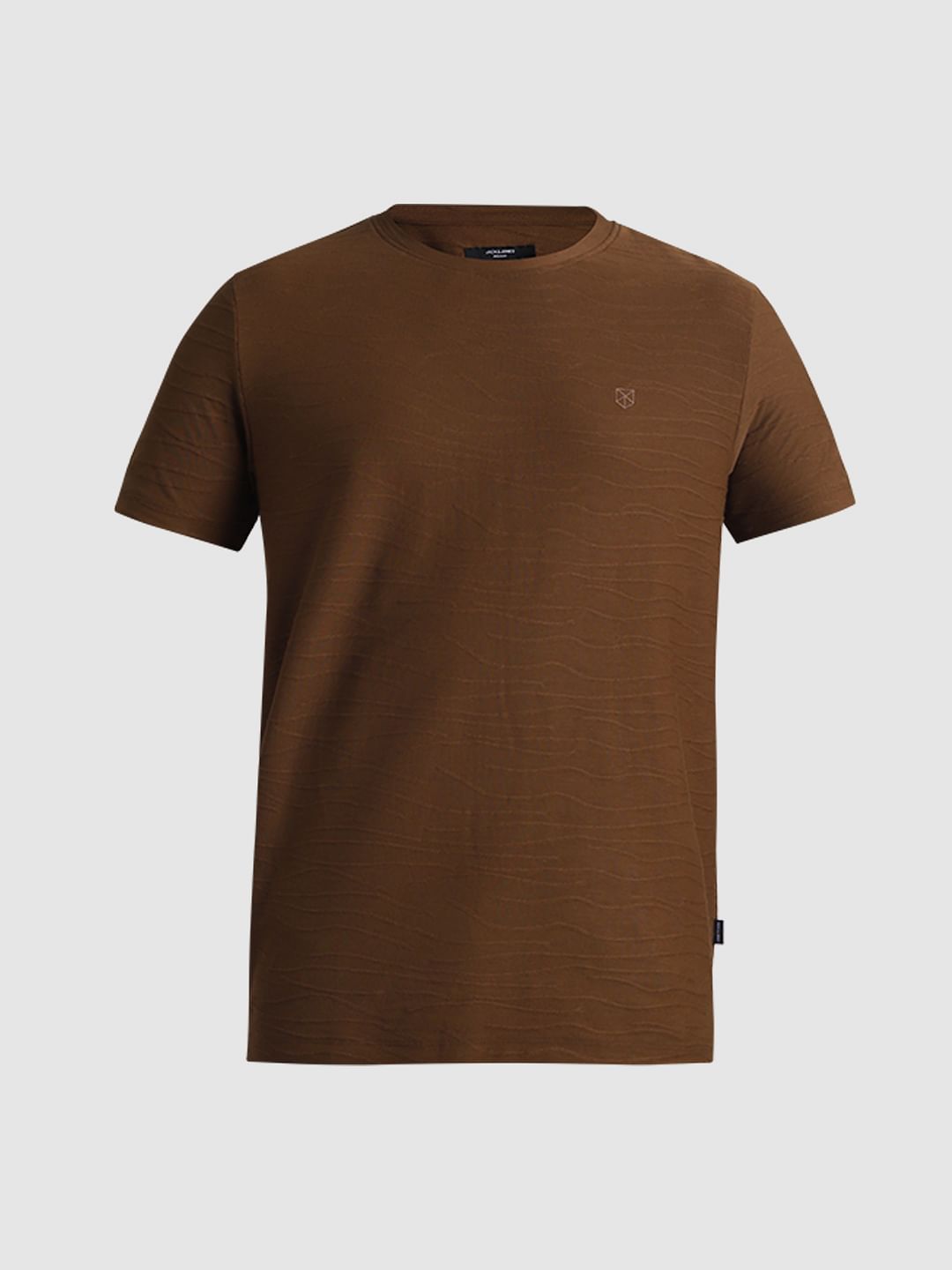 Brown Jacquard Cotton T-shirt