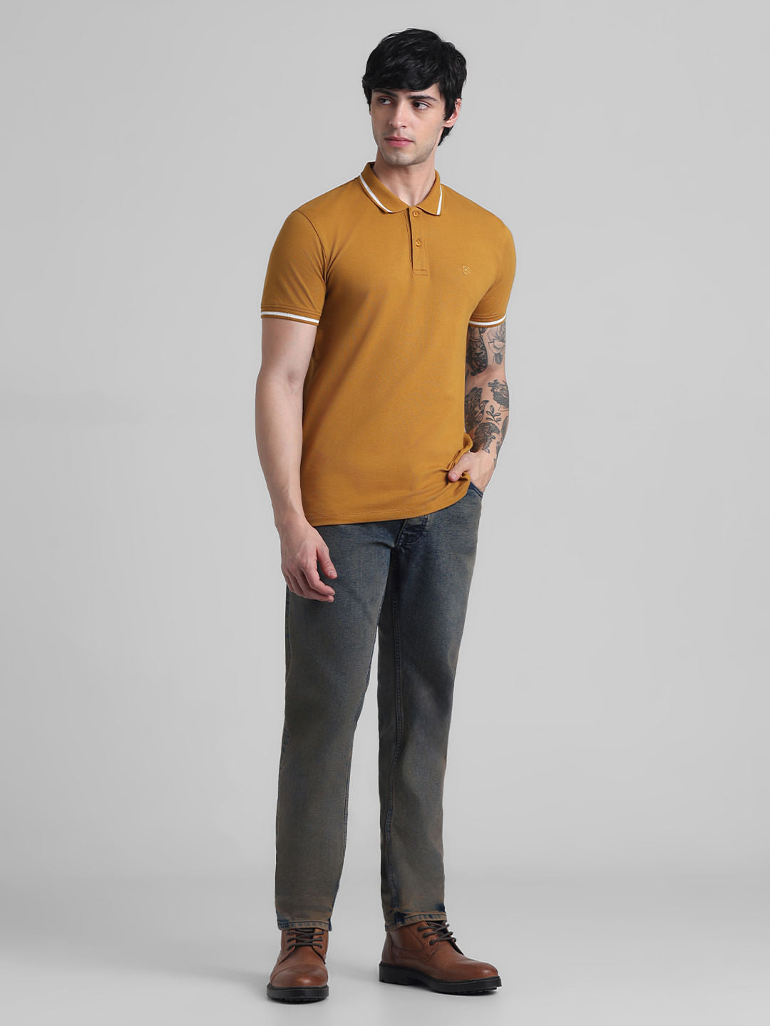 Brown Contrast Tipping Polo