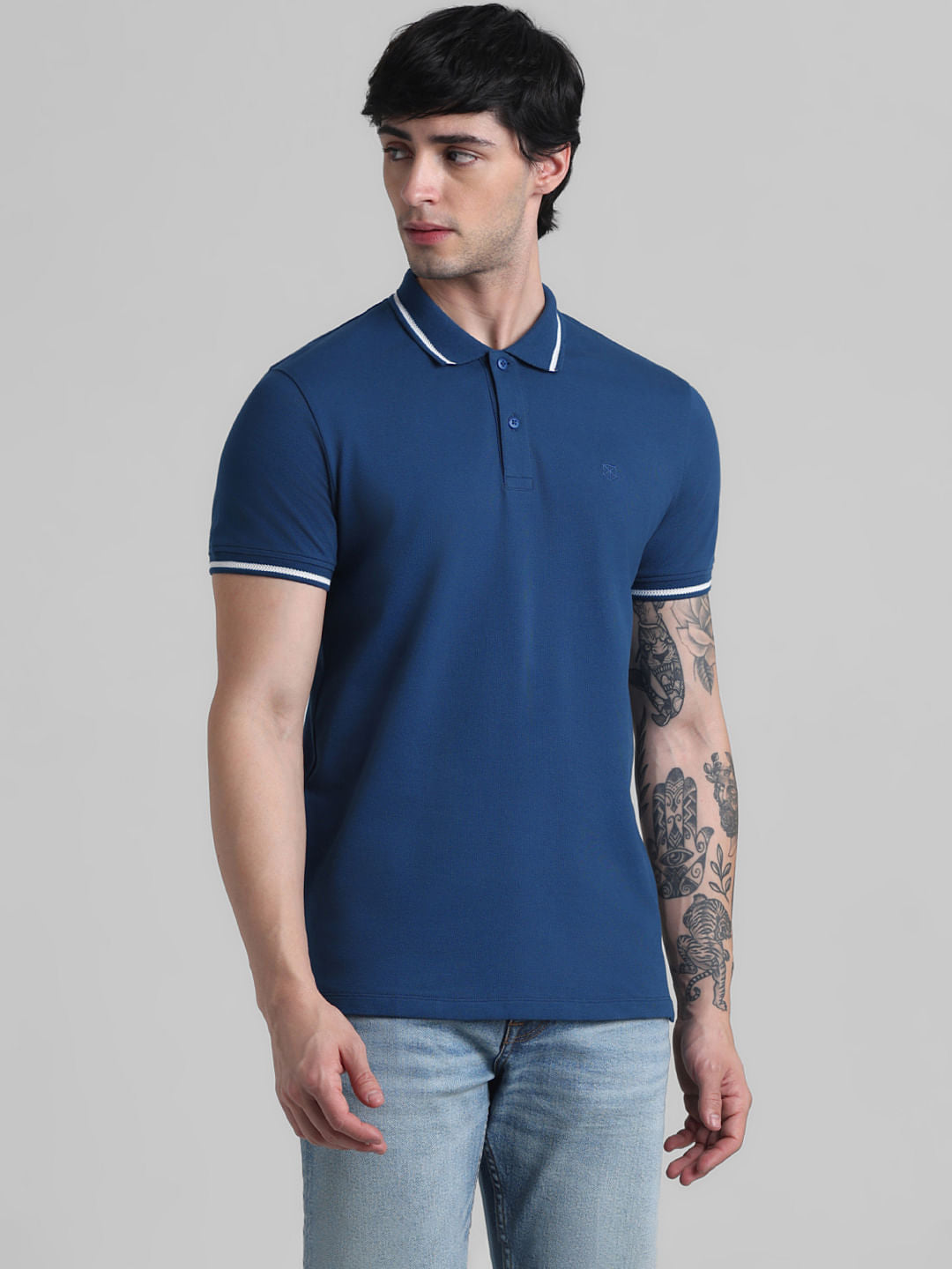 Blue Contrast Tipping Polo