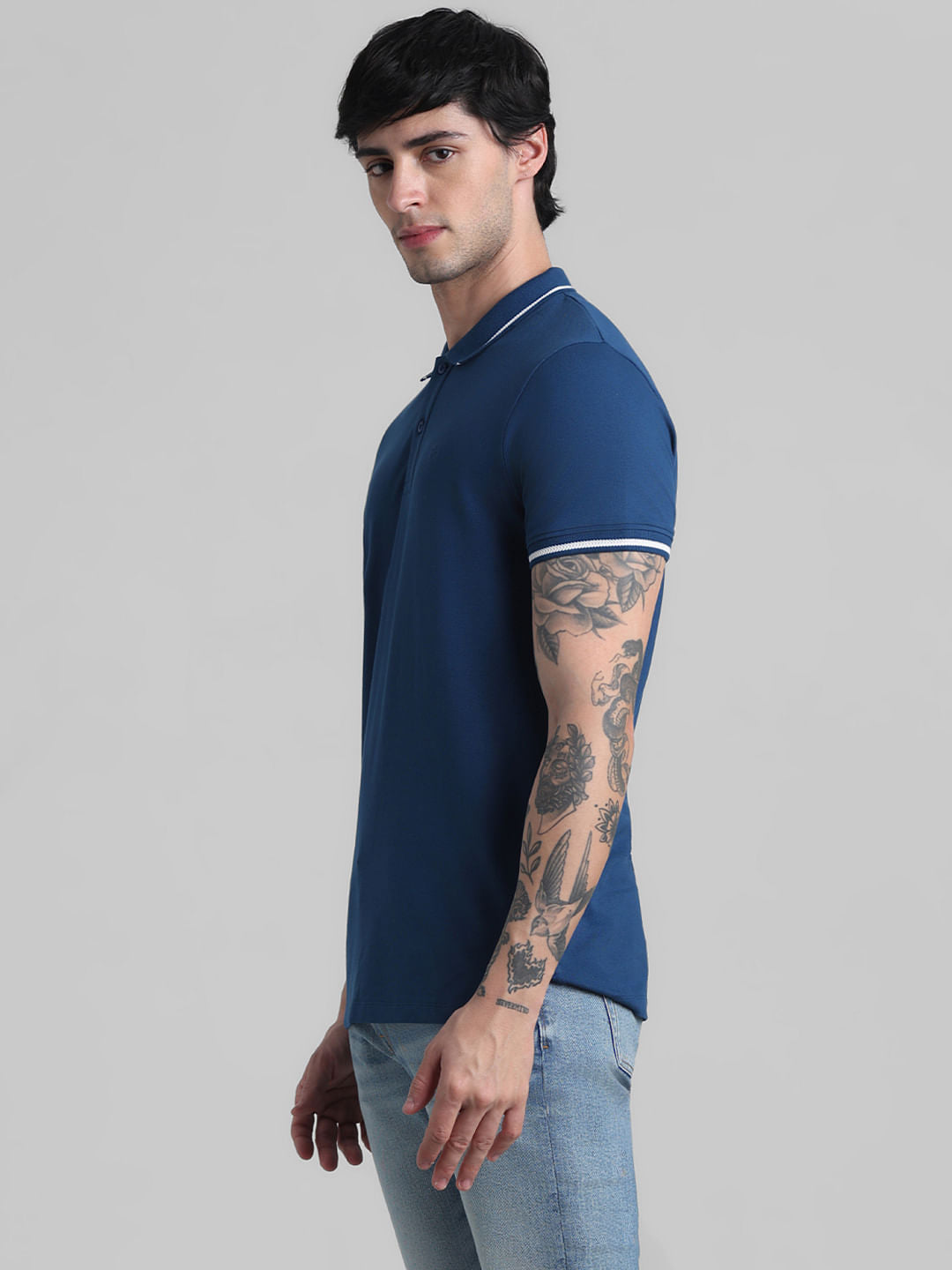 Blue Contrast Tipping Polo
