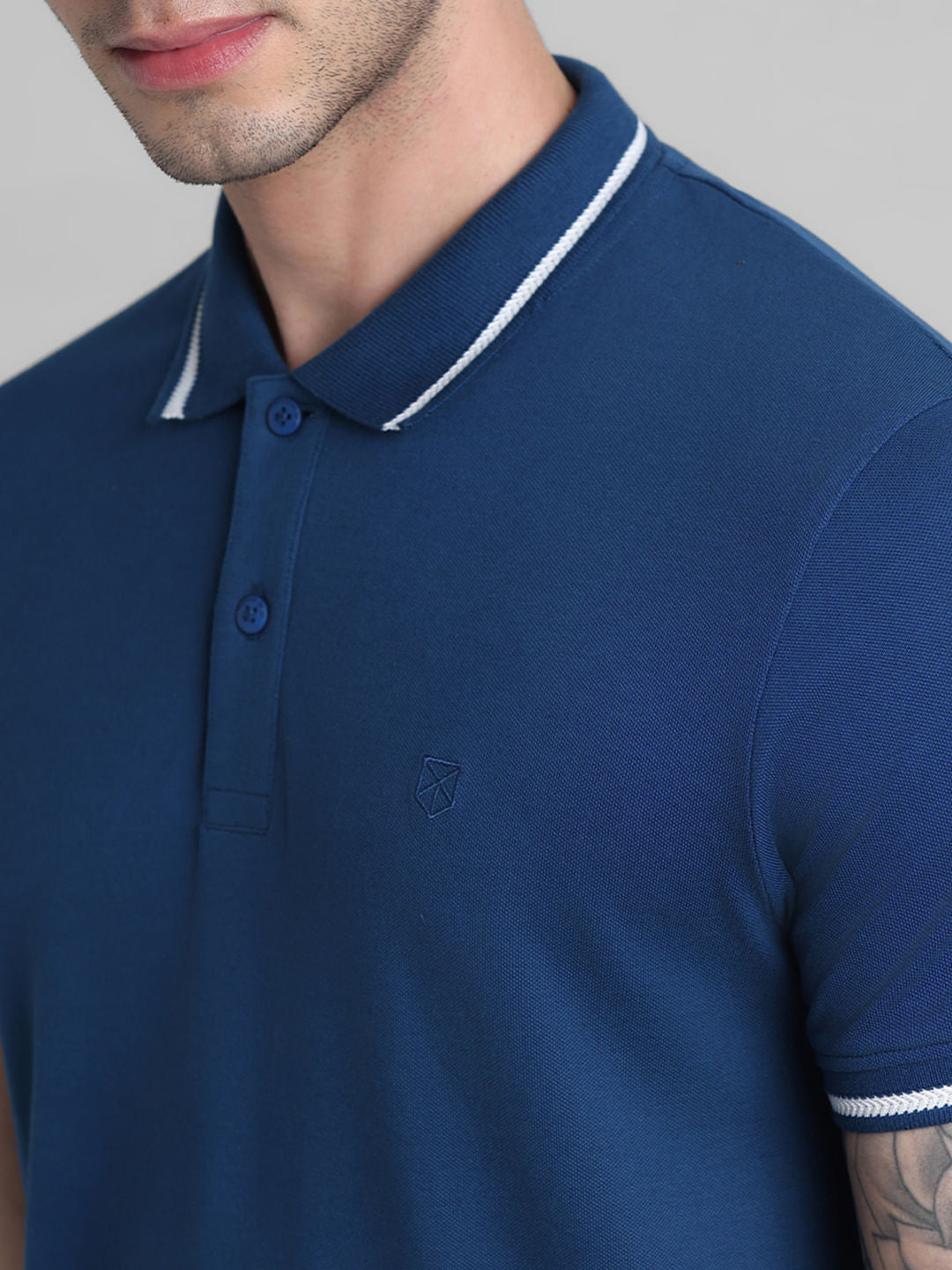 Blue Contrast Tipping Polo