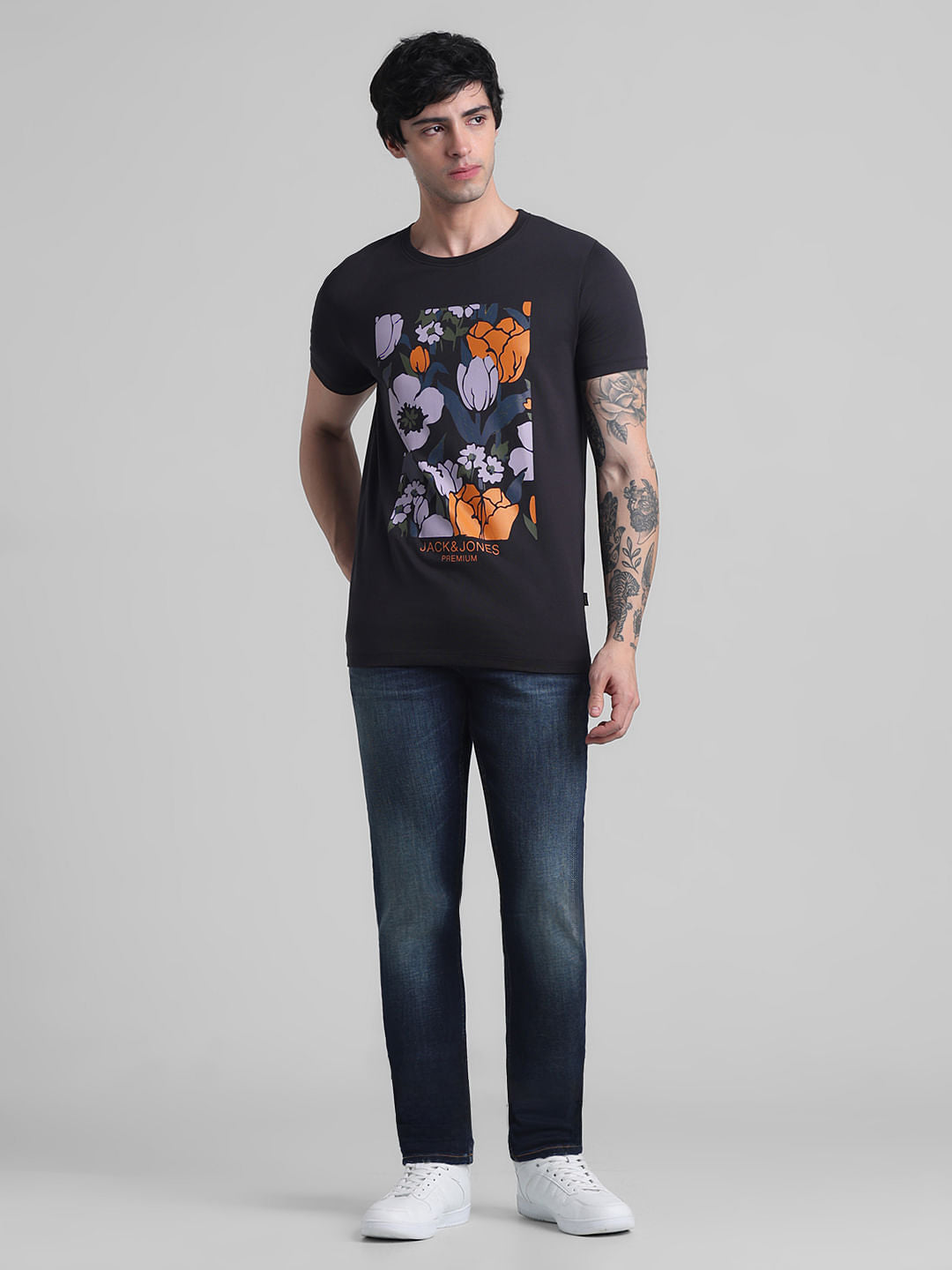 Black Floral Print T-shirt