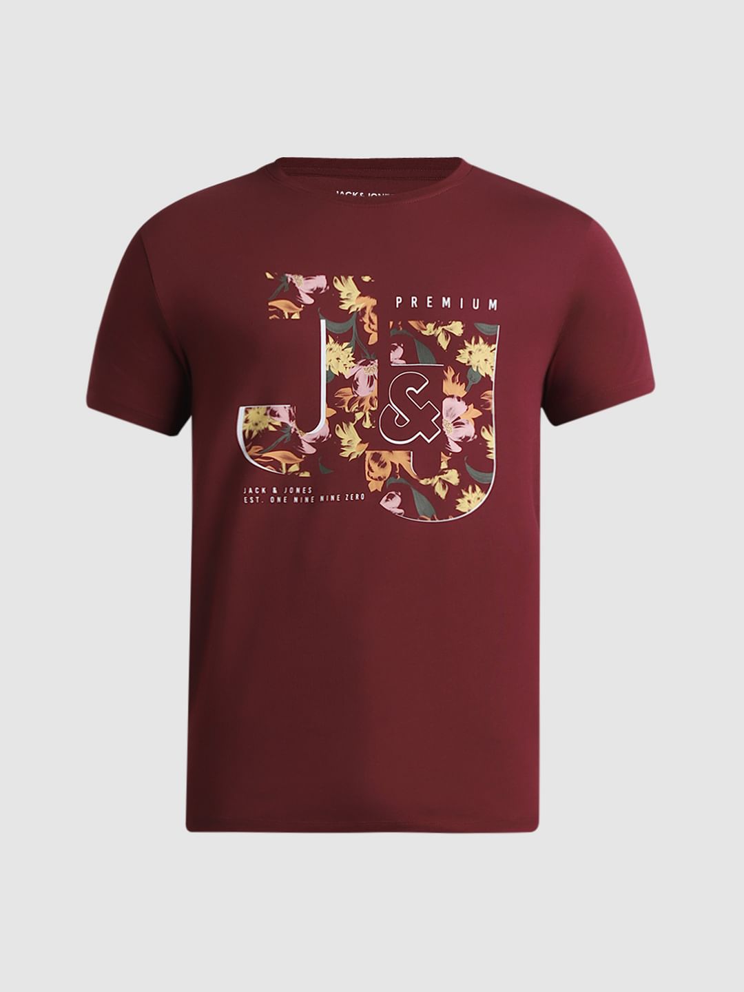 Maroon Graphic Print T-shirt