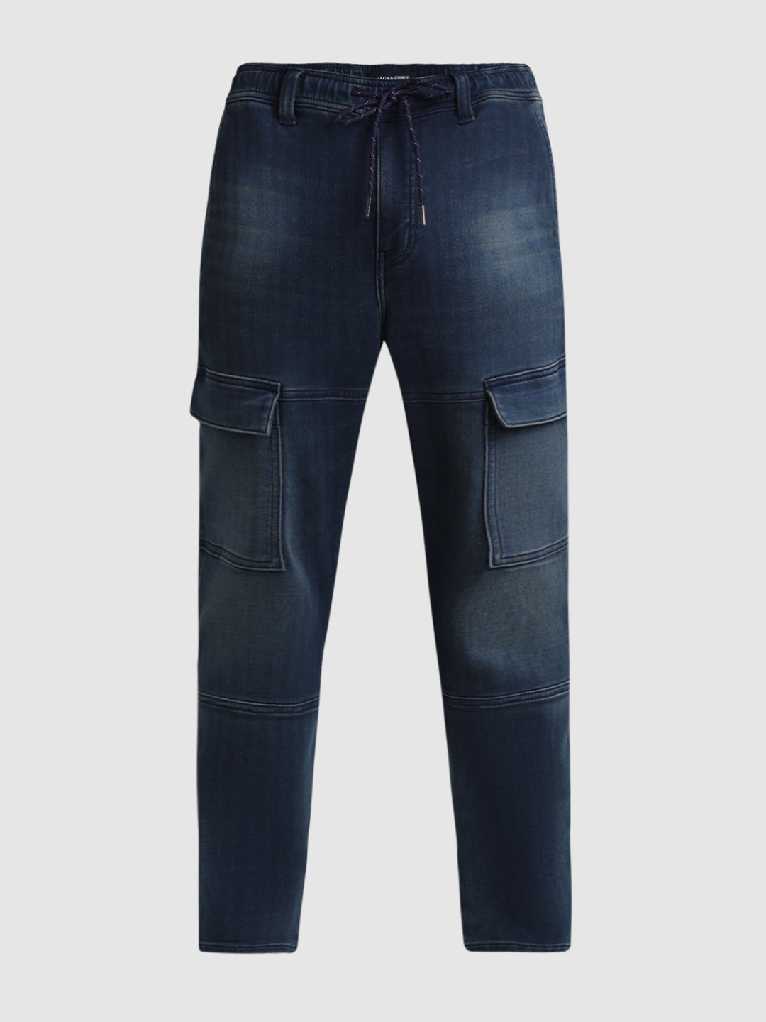 Men's Slim Fit Cargo Denim Joggers In Dark Blue