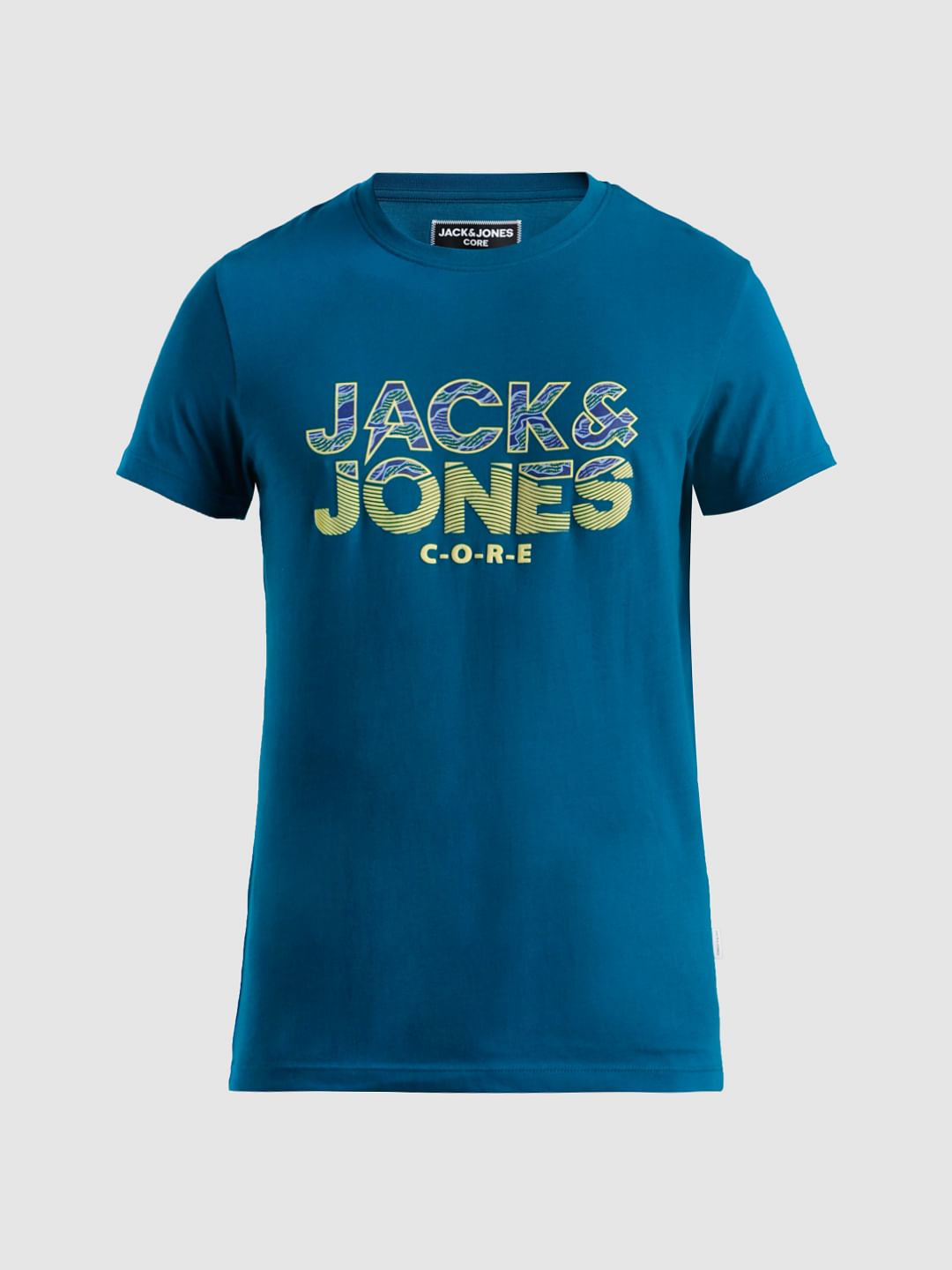 Blue Logo Print Crew Neck T-shirt