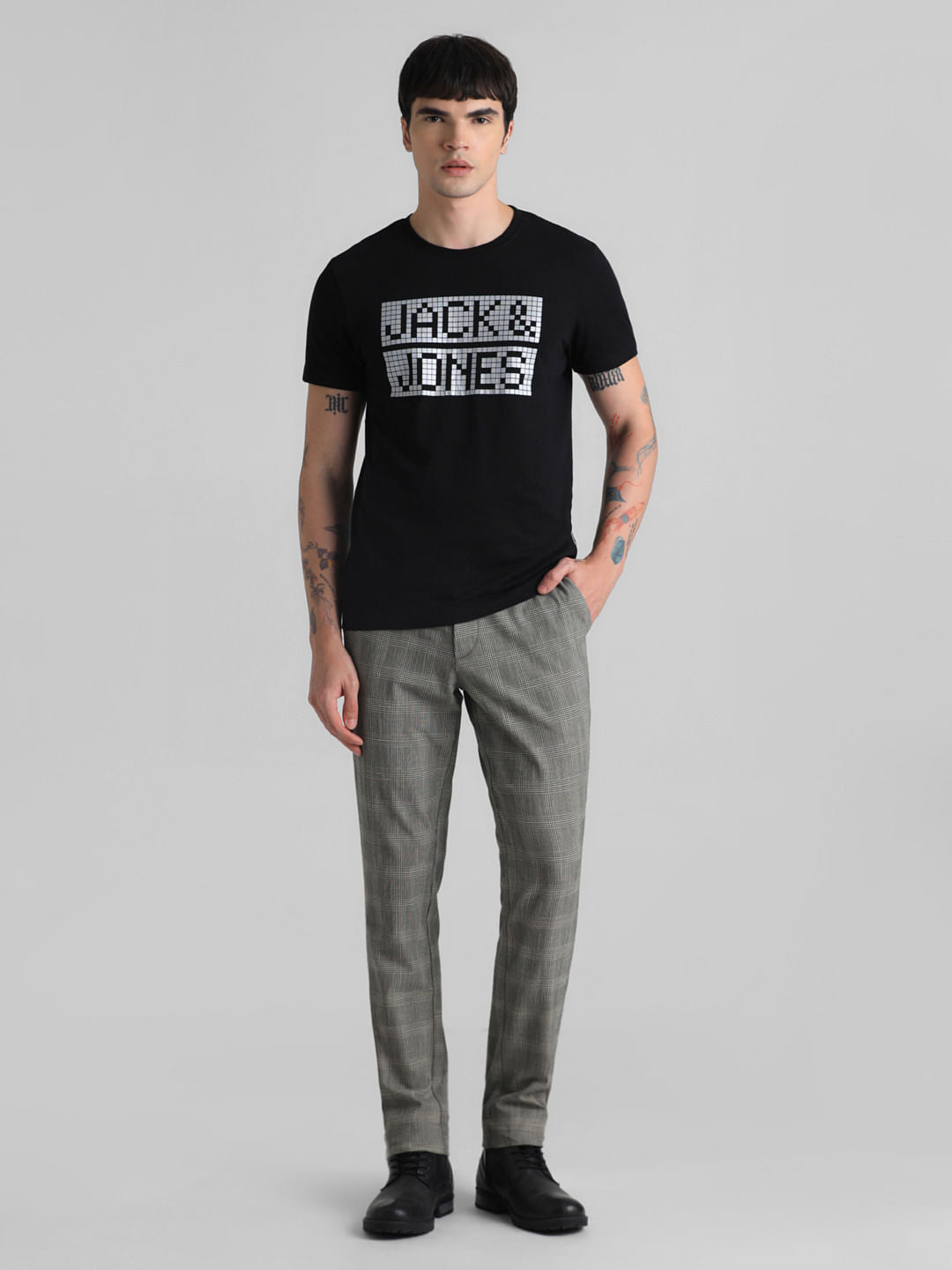 Black Logo Print Crew Neck T-shirt