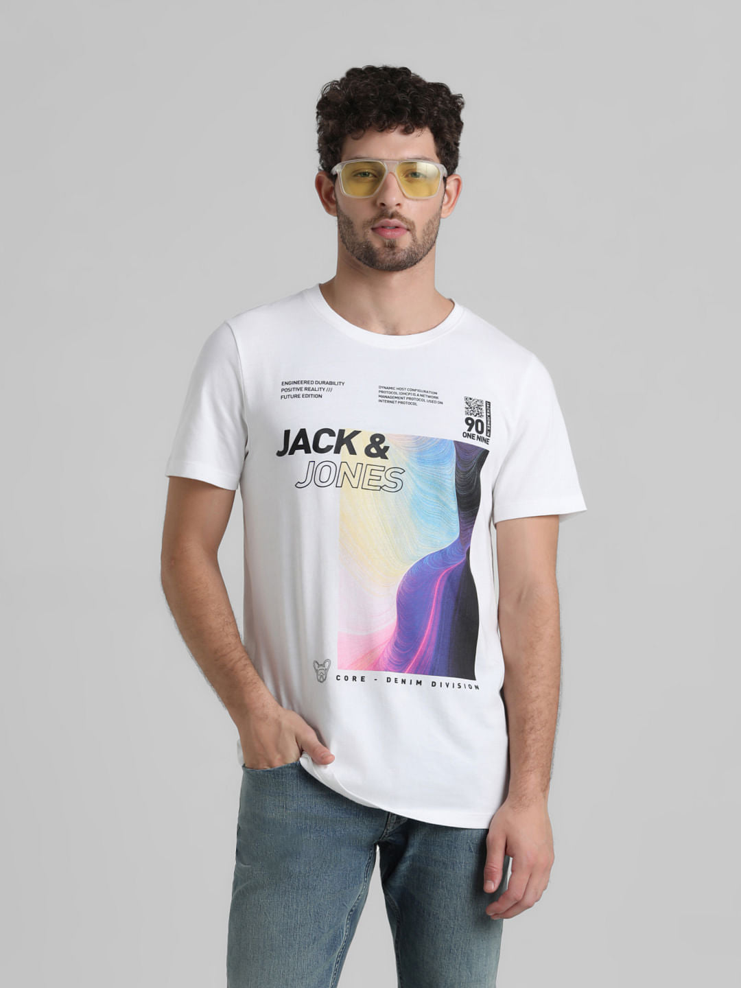 White Graphic Print T-shirt - S