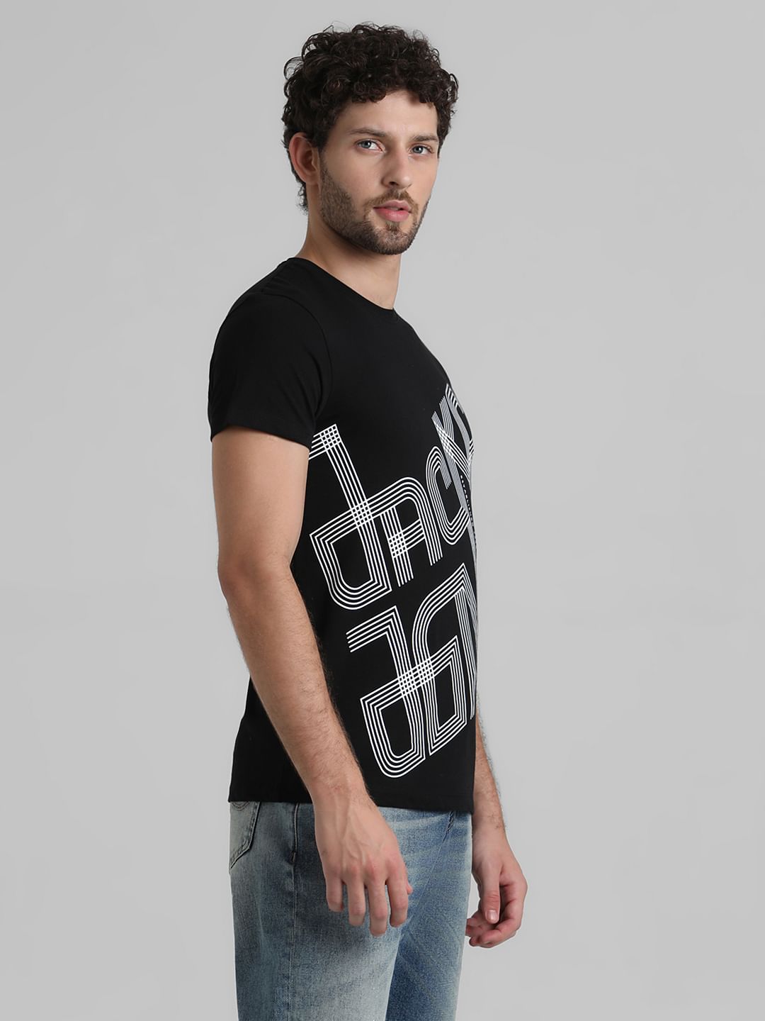 URBAN RACERS by JACK&JONES BLACK LOGO PRINT T-SHIRT