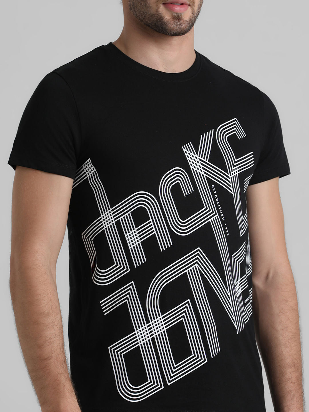 URBAN RACERS by JACK&JONES BLACK LOGO PRINT T-SHIRT