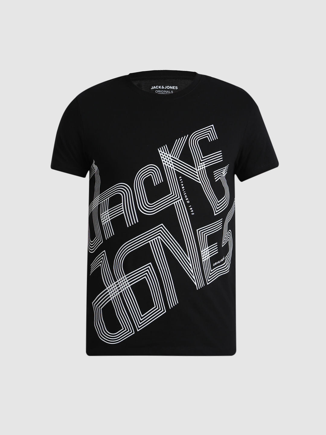 URBAN RACERS by JACK&JONES BLACK LOGO PRINT T-SHIRT