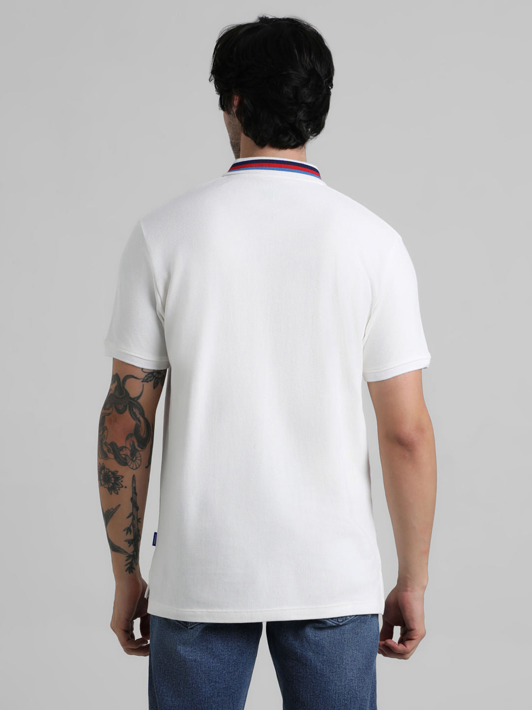 White Race Striped Jacquard Polo