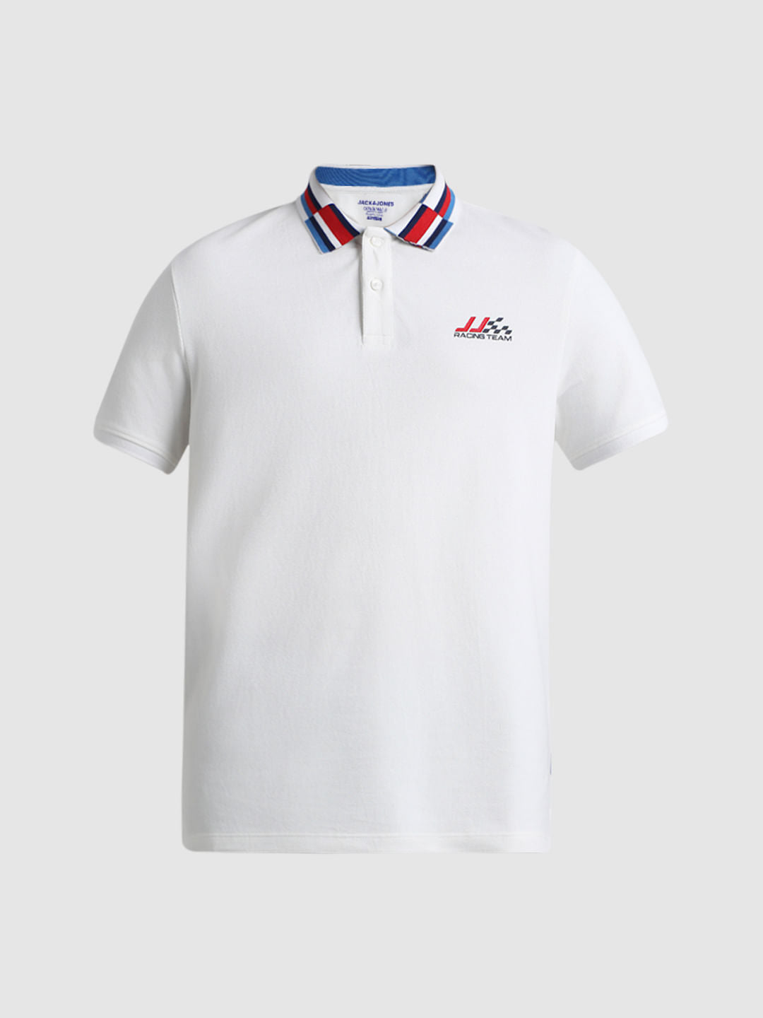 White Race Striped Jacquard Polo