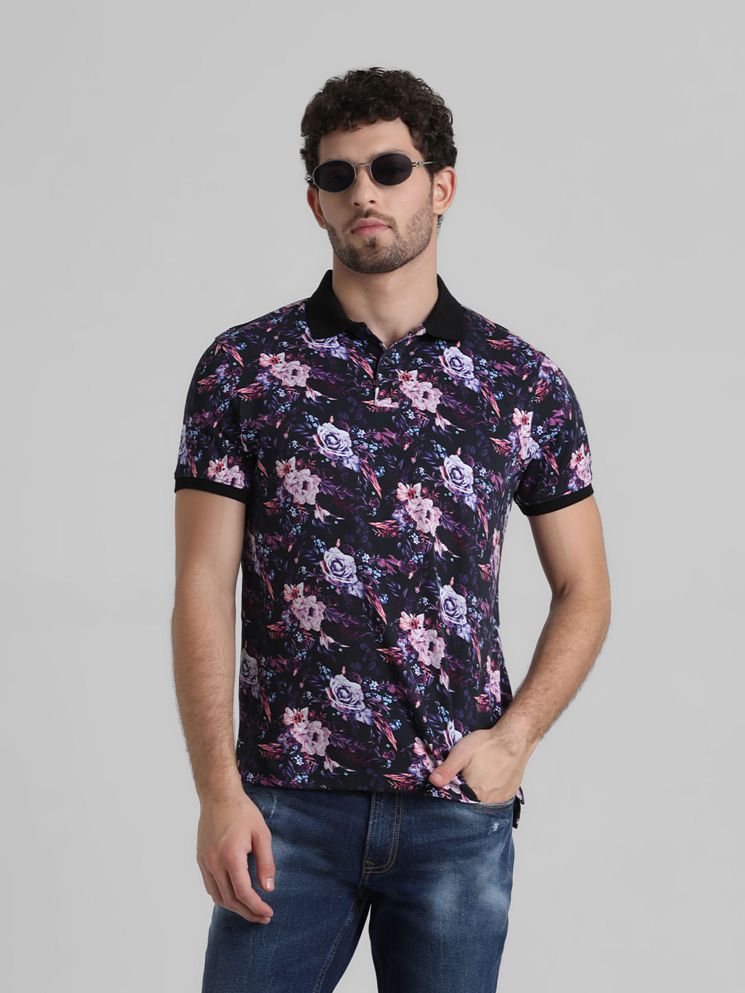 Purple Floral Polo T-shirt