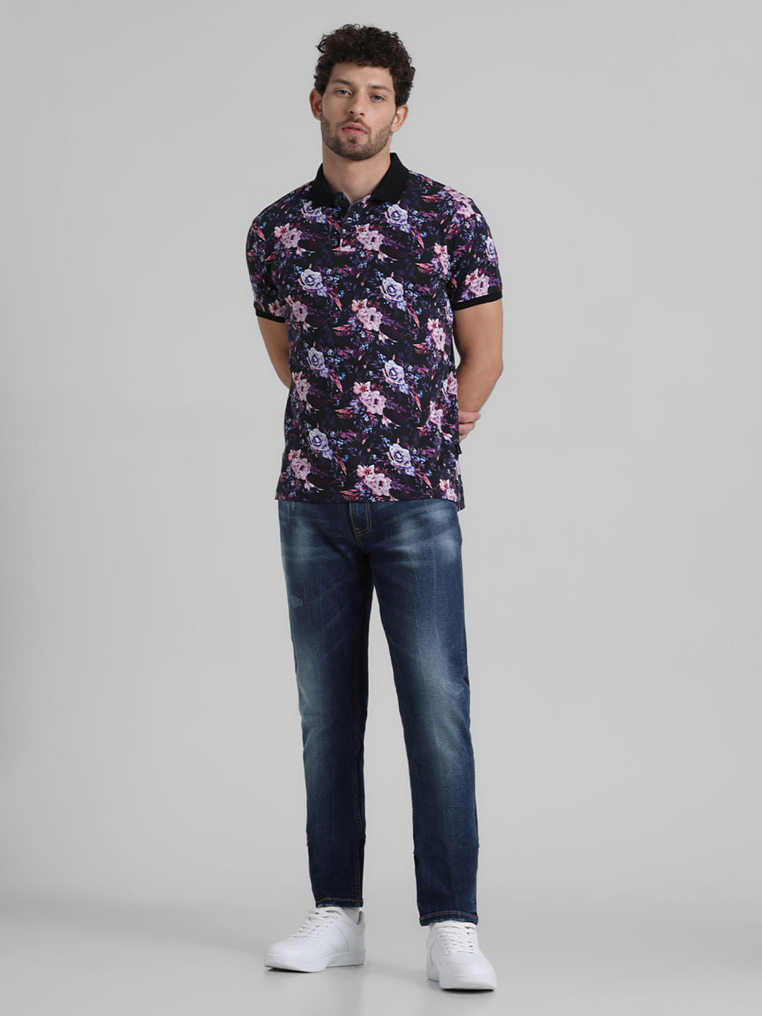 Purple Floral Polo T-shirt
