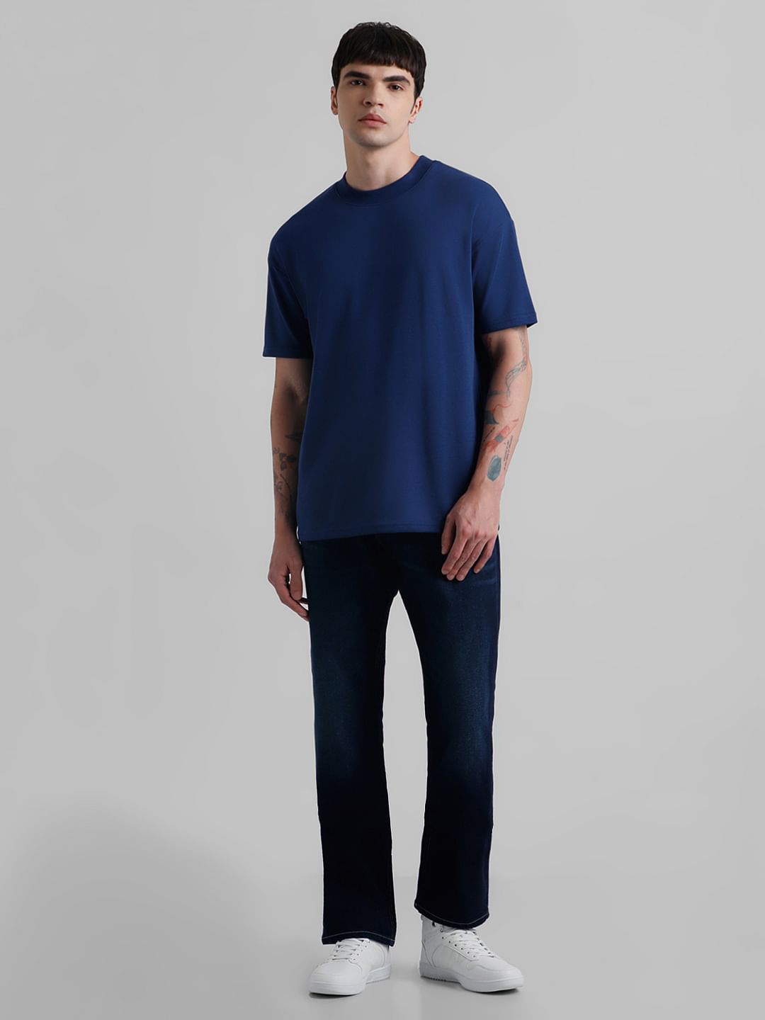 URBAN RACERS by JACK&JONES Blue Logo Print Crew Neck T-shirt