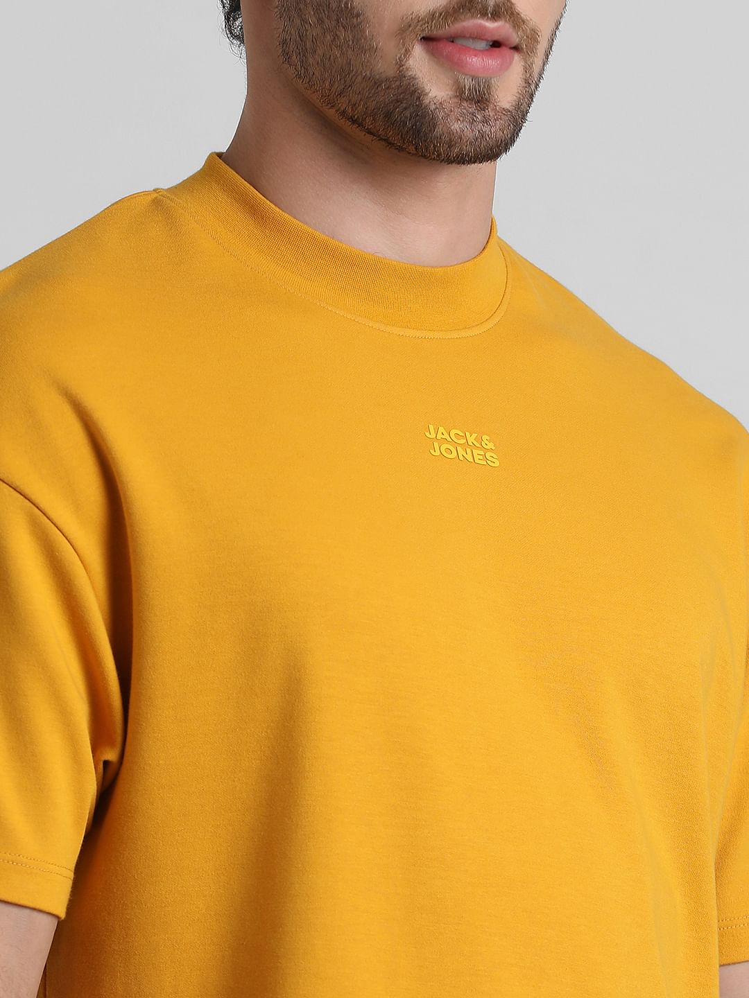 URBAN RACERS by JACK&JONES Yellow High Neck Crew Neck T-shirt