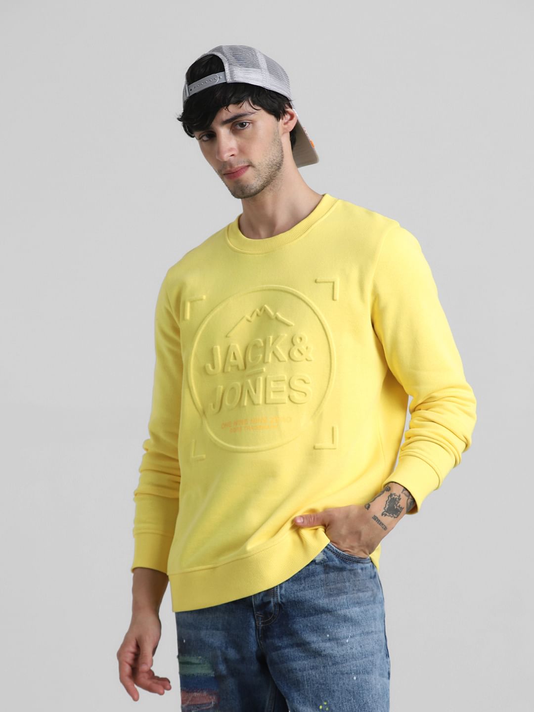 Yellow Embossed Logo Sweatshirt - S