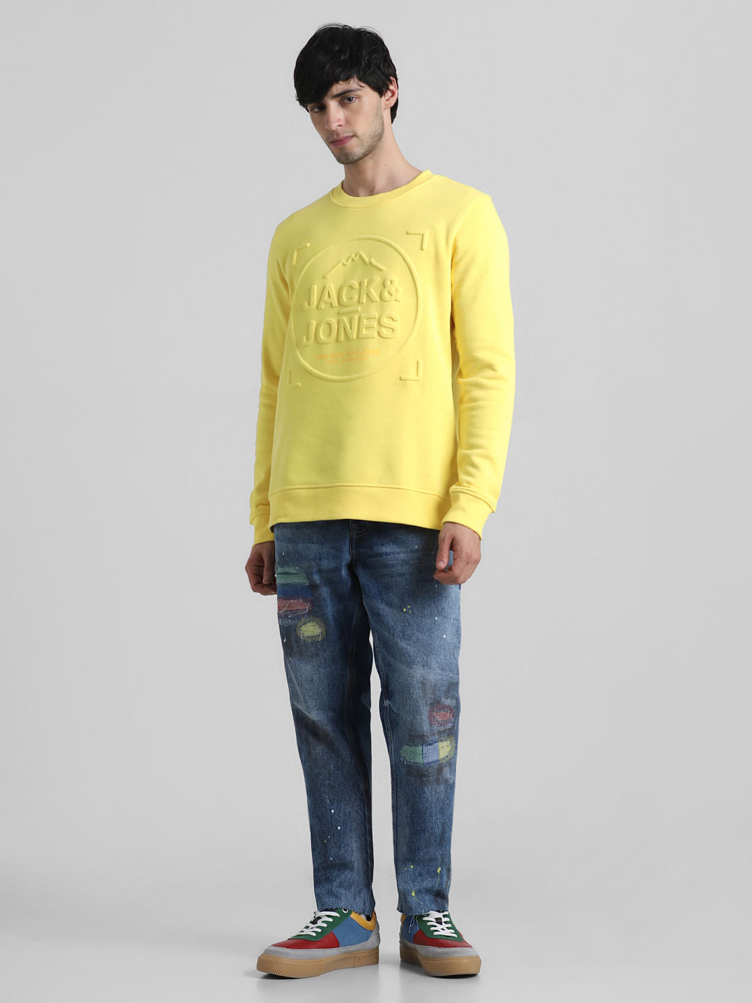 Yellow Embossed Logo Sweatshirt