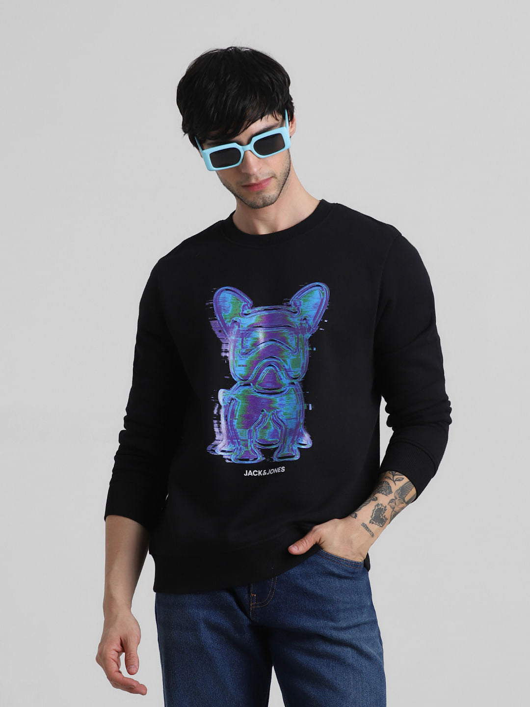 Black Doggo Print Sweatshirt - S