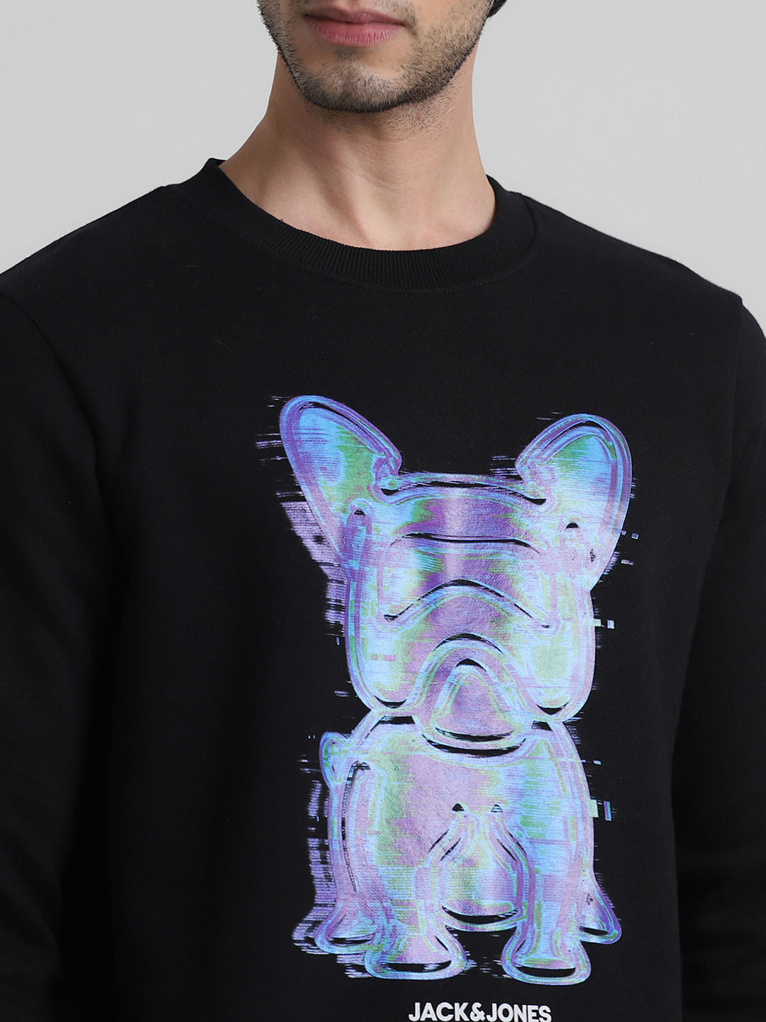 Black Doggo Print Sweatshirt