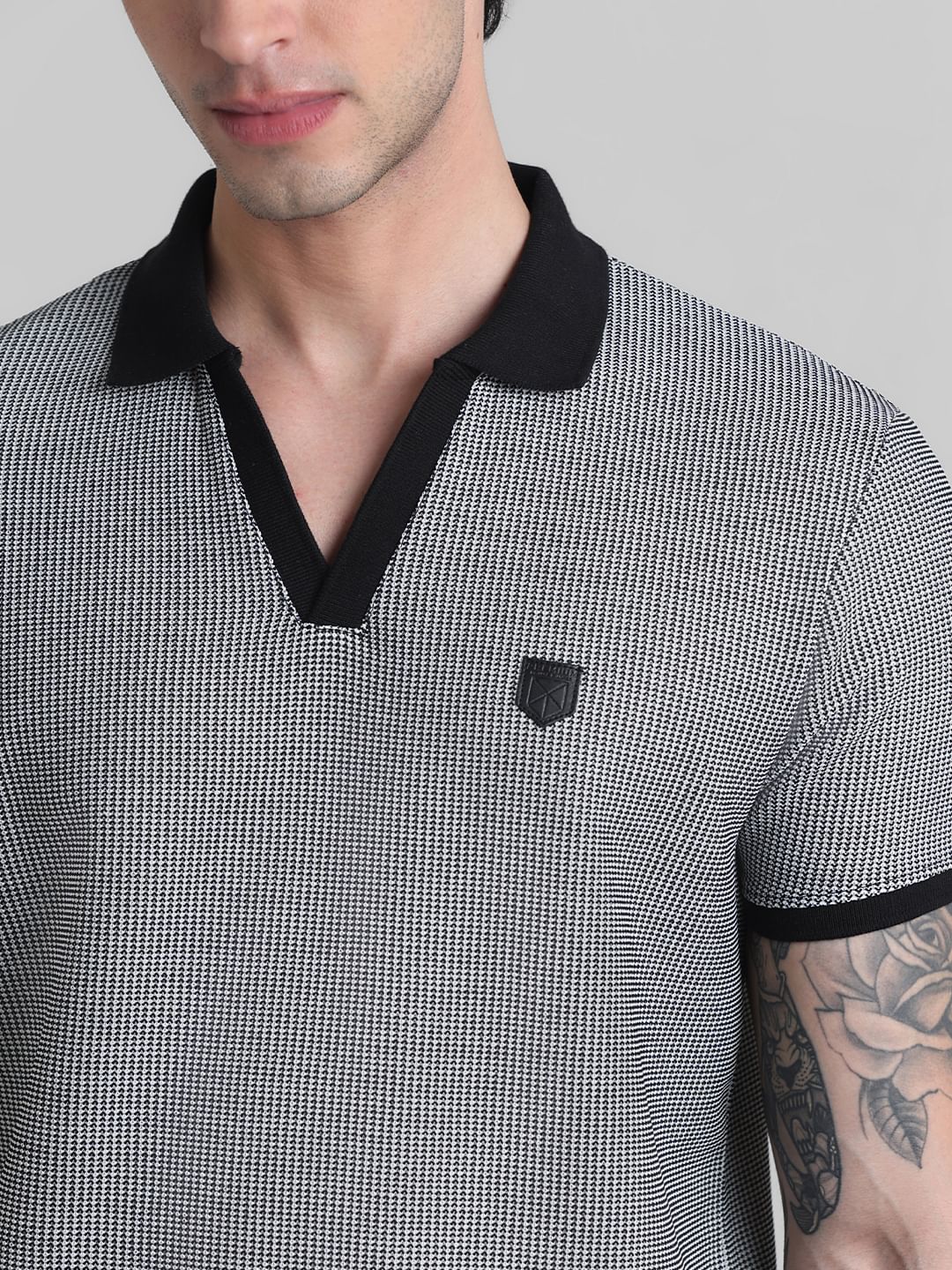 Black Printed Oversized Polo