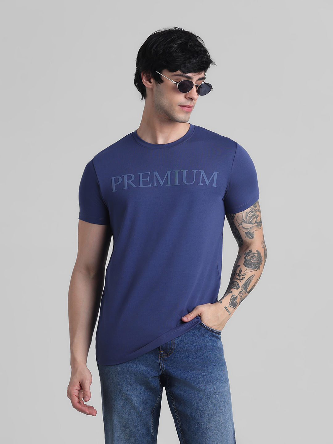 Navy Cotton Oversized T-shirt - S