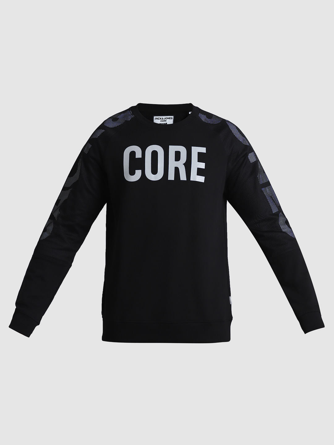 Black Logo Print Mesh Sweatshirt