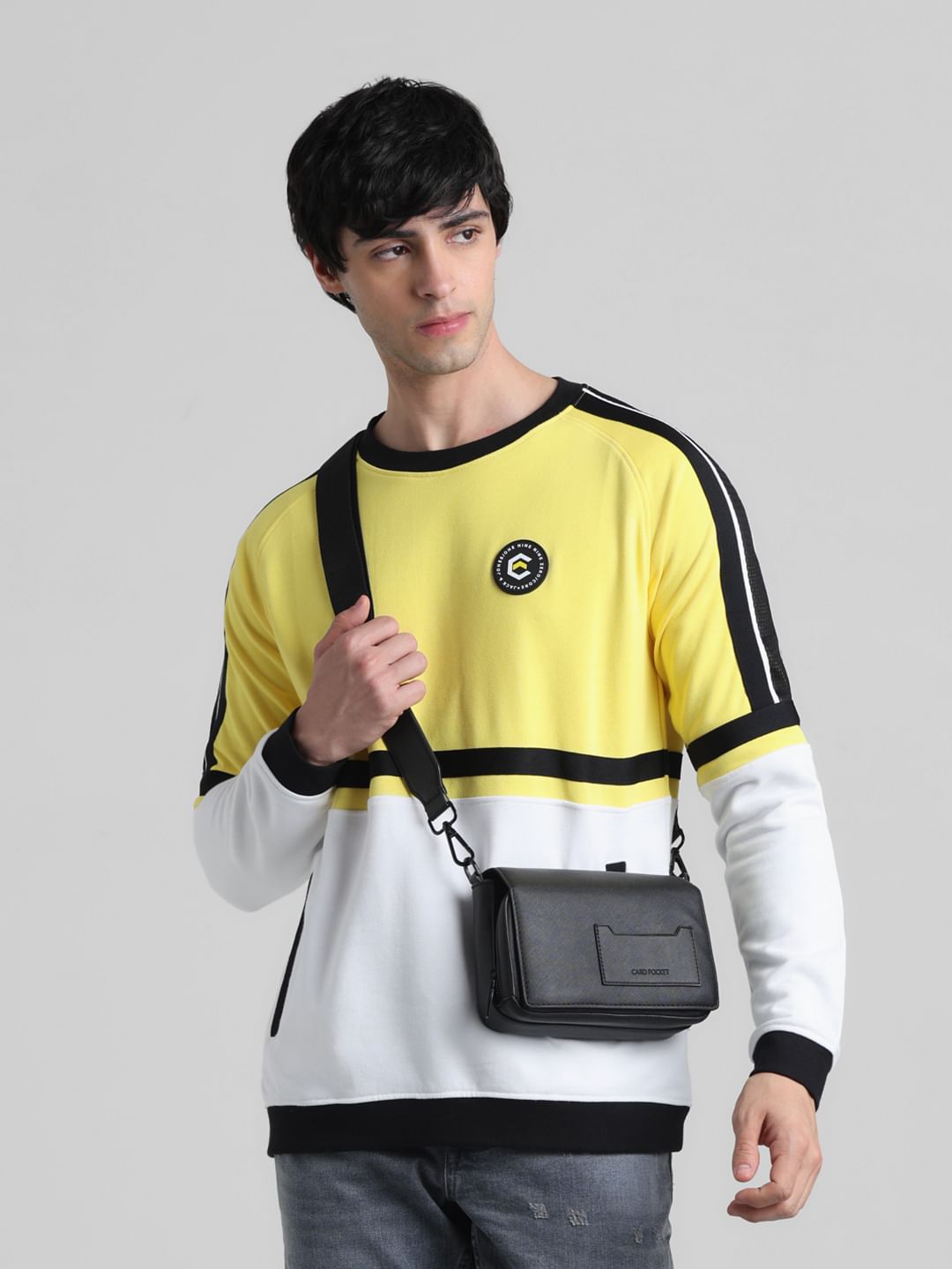 Yellow Colourblocked Sweatshirt - S