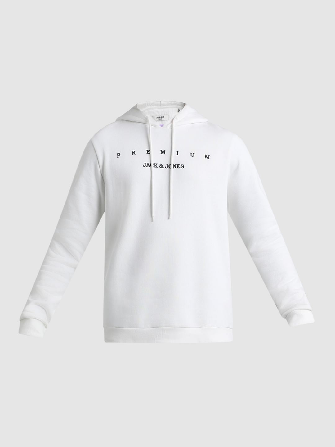 White Logo Print Hooded Sweatshirt