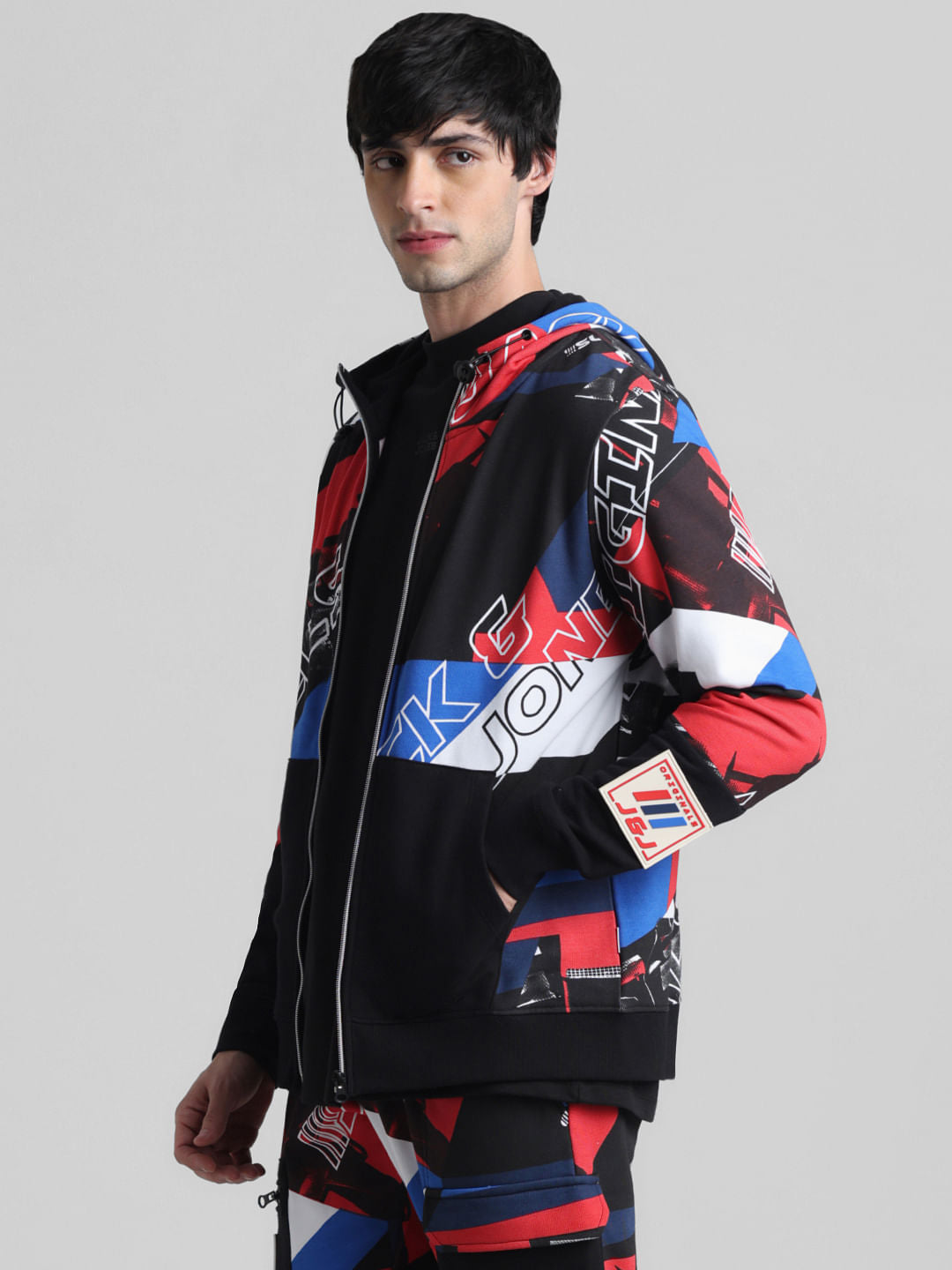 URBAN RACERS by Jack & Jones Black Printed Co-ord Sweatshirt