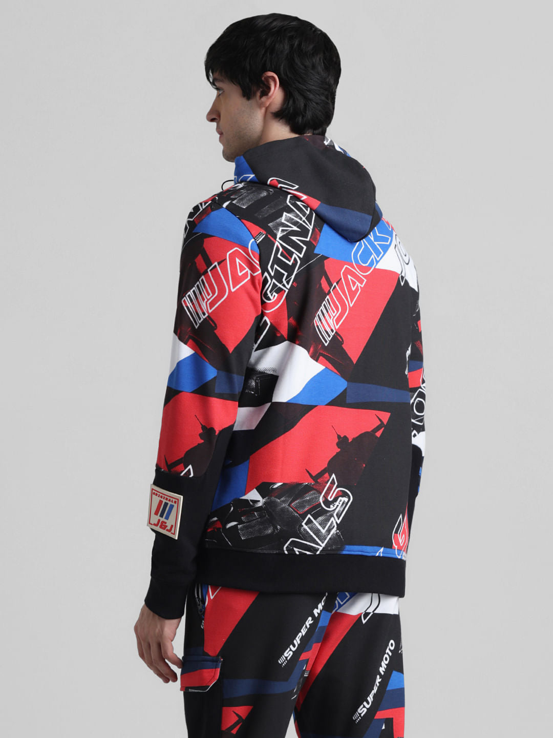 URBAN RACERS by Jack & Jones Black Printed Co-ord Sweatshirt