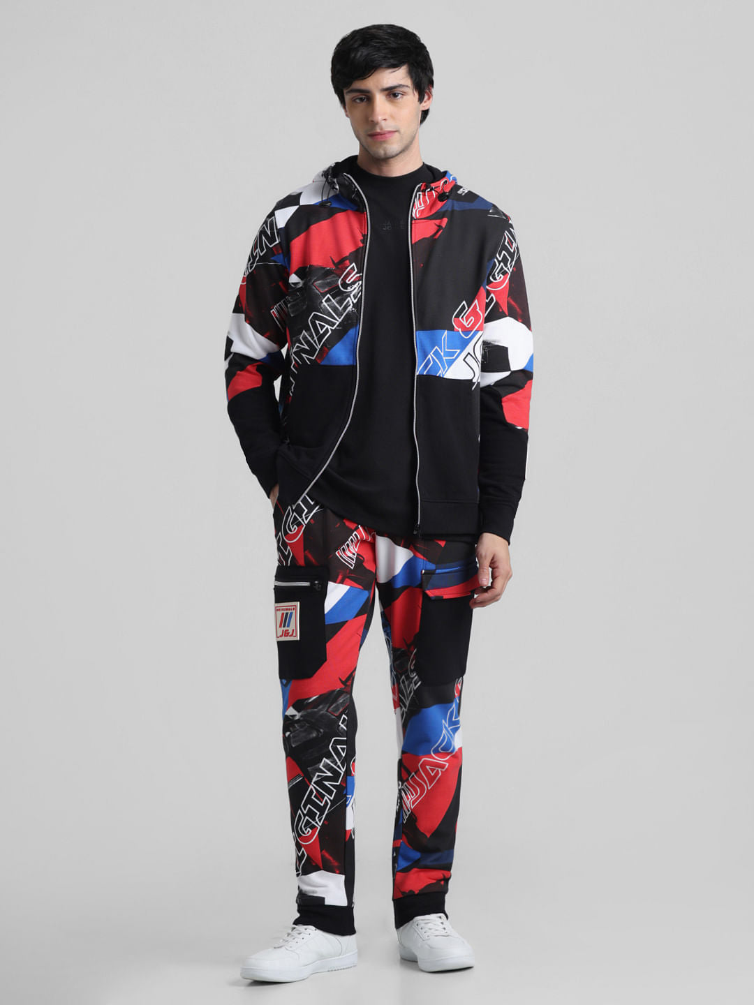 URBAN RACERS by Jack & Jones Black Printed Co-ord Sweatshirt