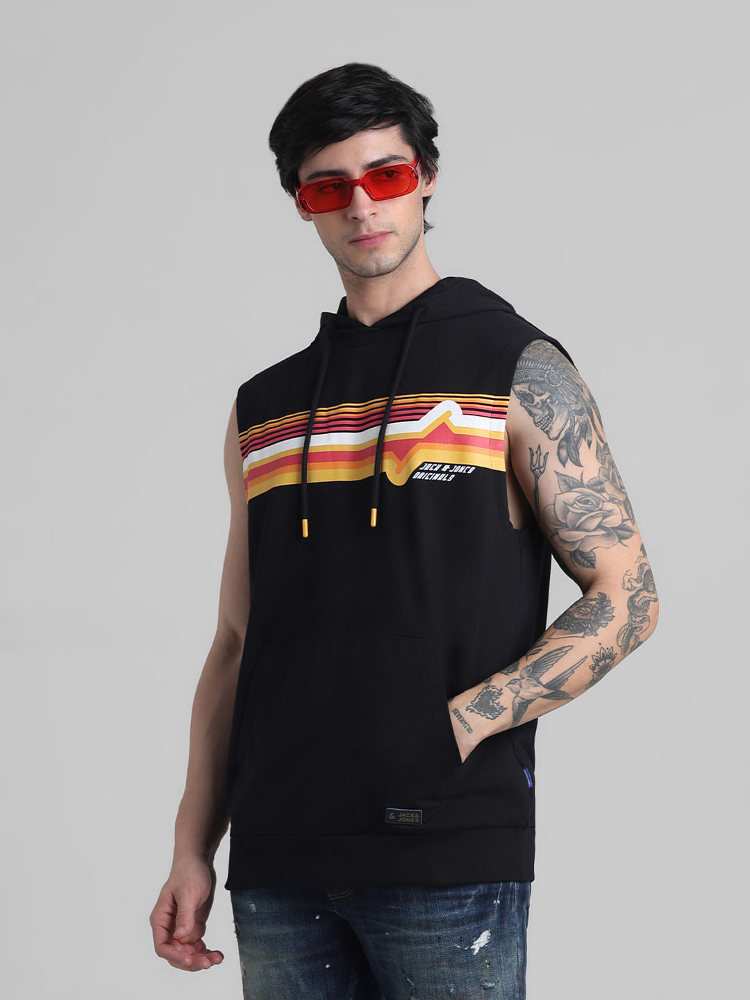 Black Printed Hooded Sweatshirt - S