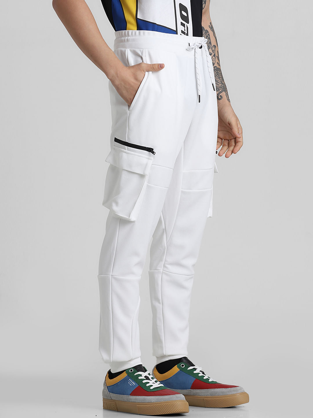 White Mid Rise Sweatpants