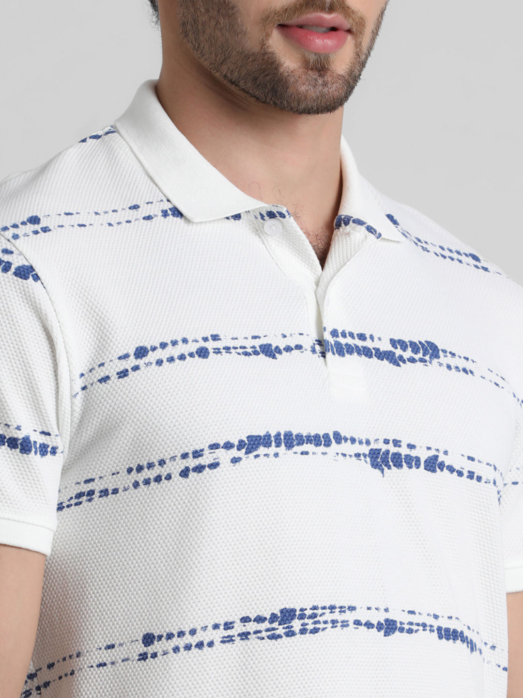 White Printed Polo T-shirt