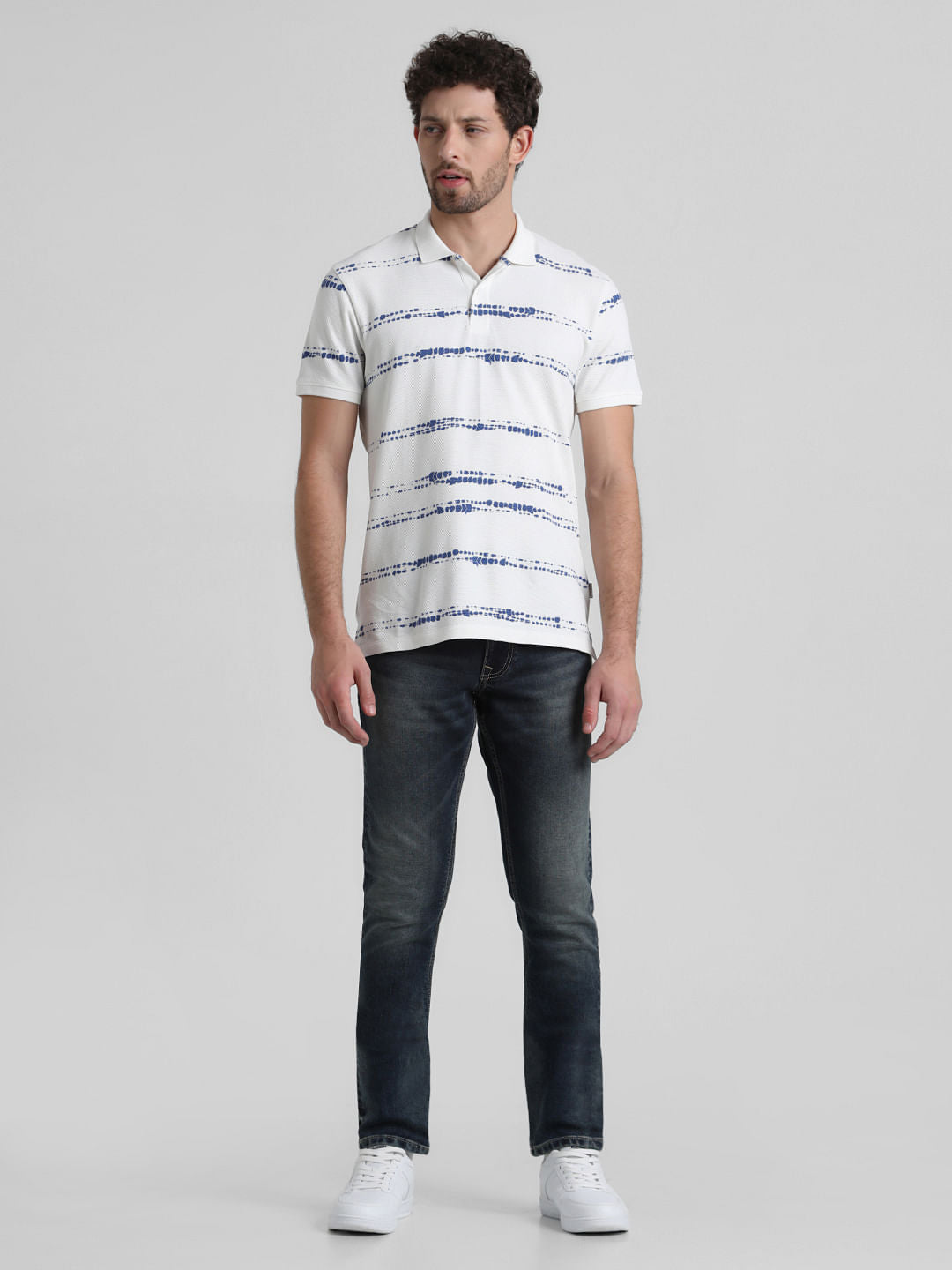White Printed Polo T-shirt