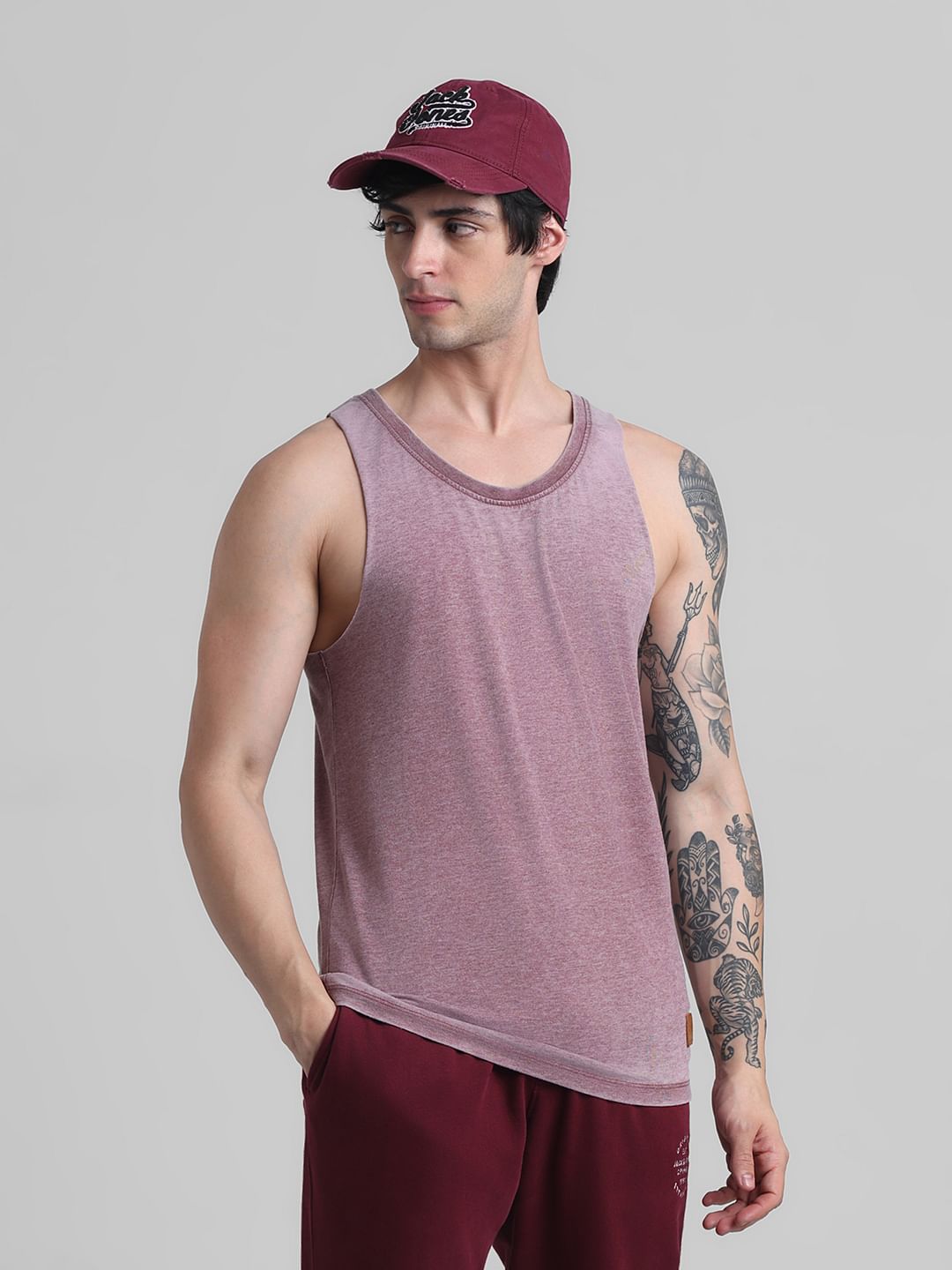 Red Knitted Crew Neck Vest