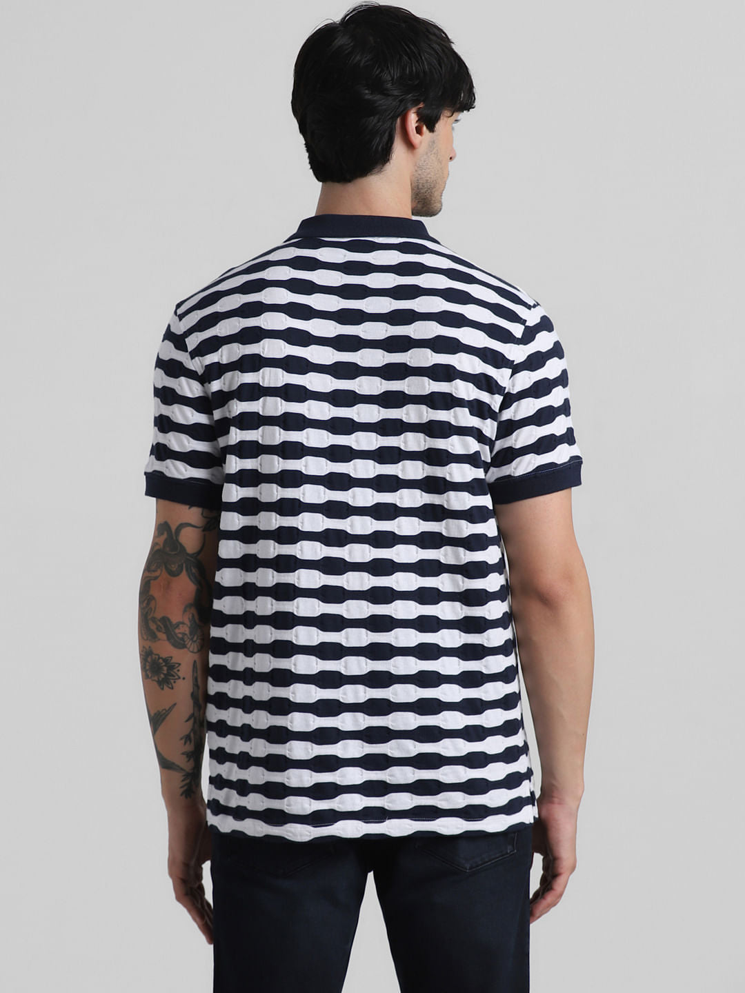 White Jacquard Polo T-shirt